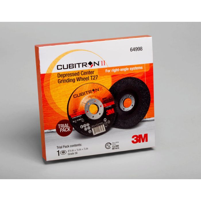 3M™ Cubitron™ II Depressed Center Grinding Wheel, 87209, T27, 4-1/2 in x 1/4 in x 7/8 in, Single Pack, 10 per case