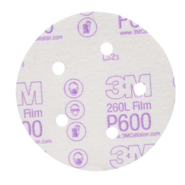 3M™ Hookit™ Finishing Film Abrasive Disc 260L, 01055, 5 in, Dust Free, P600, 100 discs per carton, 4 cartons per case