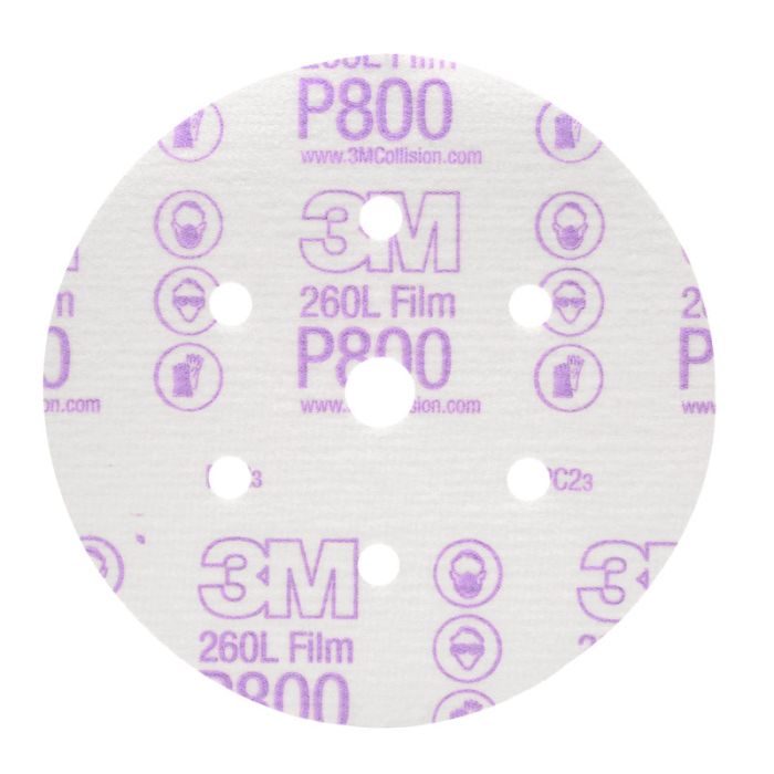 3M™ Hookit™ Finishing Film Abrasive Disc 260L, 01070, 6 in, Dust Free, P800, 100 discs per carton, 4 cartons per case