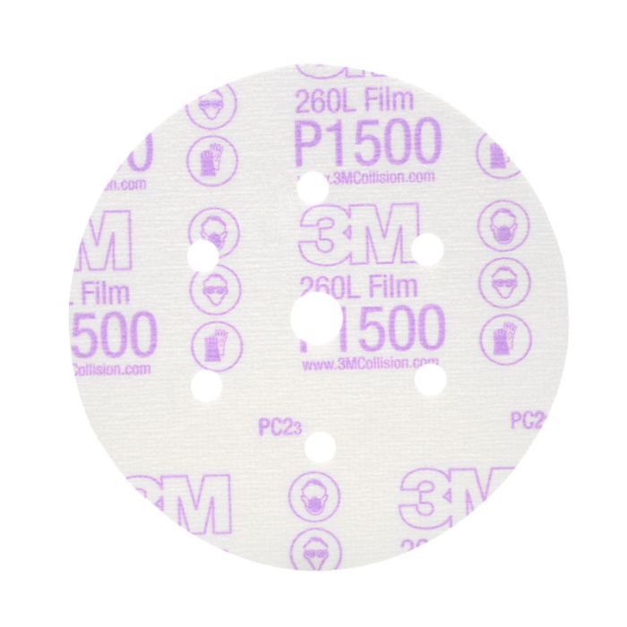 3M™ Hookit™ Finishing Film Abrasive Disc 260L, 01050, 6 in, Dust Free, P1500, 100 discs per carton, 4 cartons per case