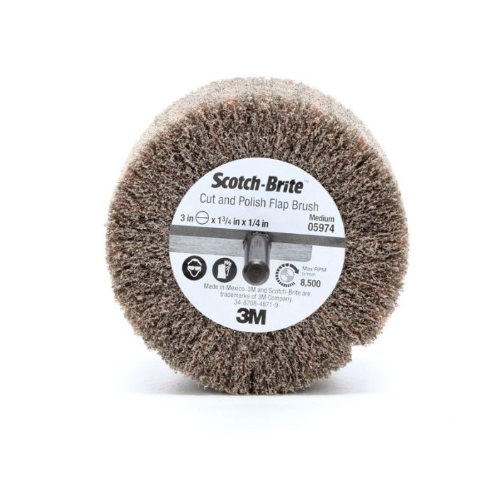 Scotch-Brite™ Cut and Polish Flap Brush, 3 in x 1-3/4 in x 1/4 in A MED, 10 per case