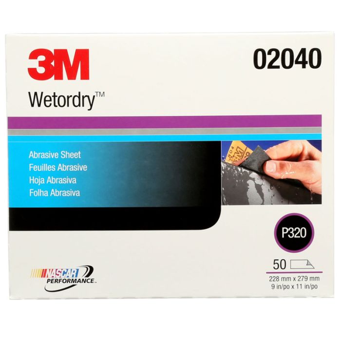 3M™ Wetordry™ Abrasive Sheet, 02040, P320, 9 in x 11 in, 50 sheets per carton, 5 cartons per case