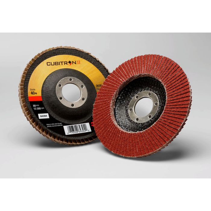 3M™ Cubitron™ II Flap Disc 969F, T29, 5 in x 7/8 in, 40+, Case of 250