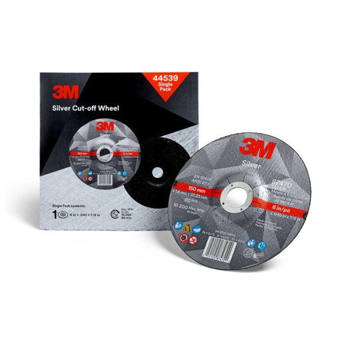 3M™ Silver Cut-Off Wheel, 44539, T27, 6 in x .045 in x 7/8 in, Single Pack, 10 per case