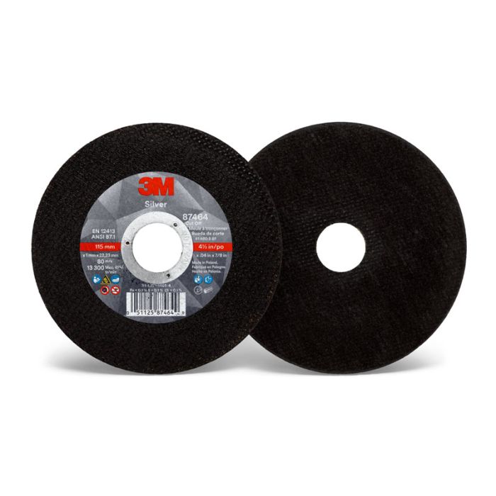 3M™ Silver Cut-Off Wheel, 87464, T1, 4.5 in x .40 in x 7/8 in, 25 per inner 50 per case