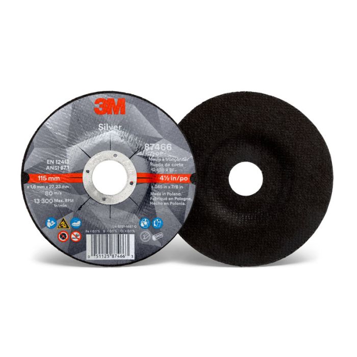 3M™ Silver Cut-Off Wheel, 87466, T27, 4.5 in x .045 in x 7/8 in, 25 per inner 50 per case