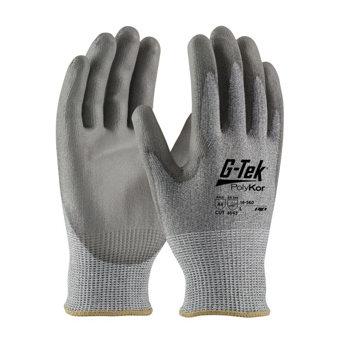 PIP 16-560V/XS G-Tek Seamless Knit PolyKor Blended Glove with Polyurethane Coated Smooth Grip on Palm & Fingers Vend Ready XS 72 PR