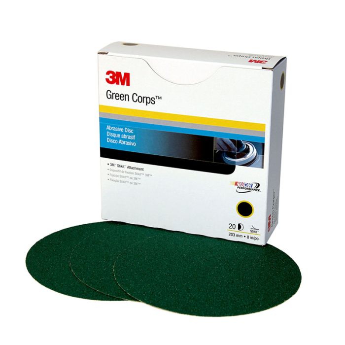 3M™ Green Corps™ Stikit™ Production™ Disc, 01550, 8 in, 40, 50 discs per carton, 5 cartons per case