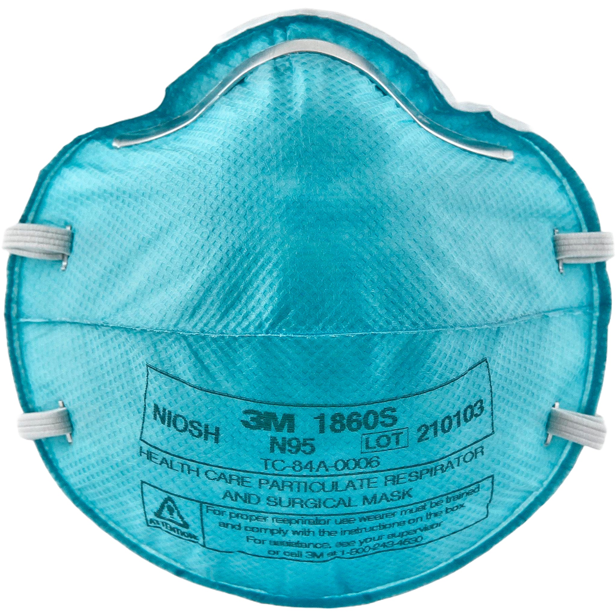 3M 1860S N95 Health Care Particulate Respirator and Surgical Mask Small front view