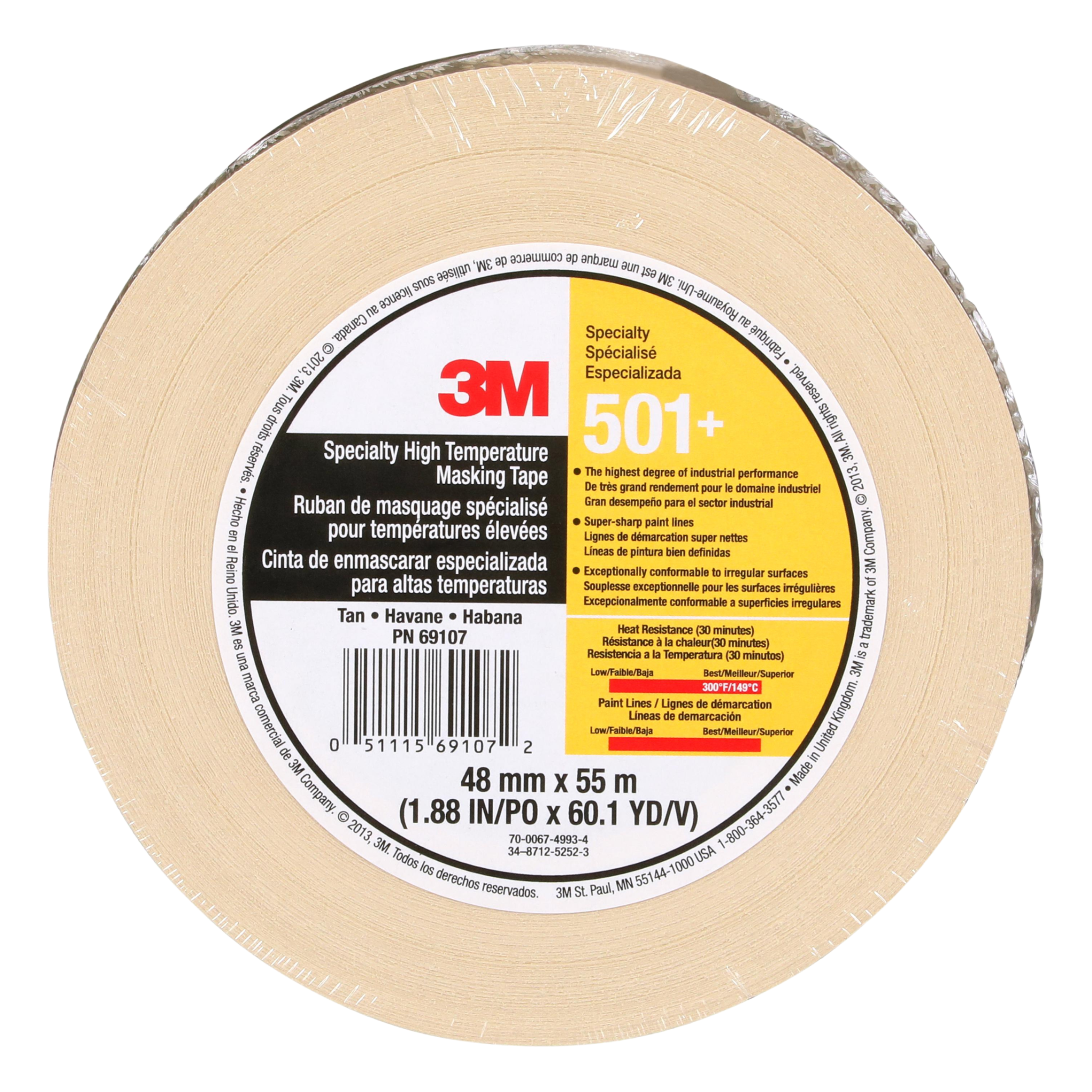 3M Specialty High Temperature Masking Tape 501+ Tan 48 mm x 55 m main image