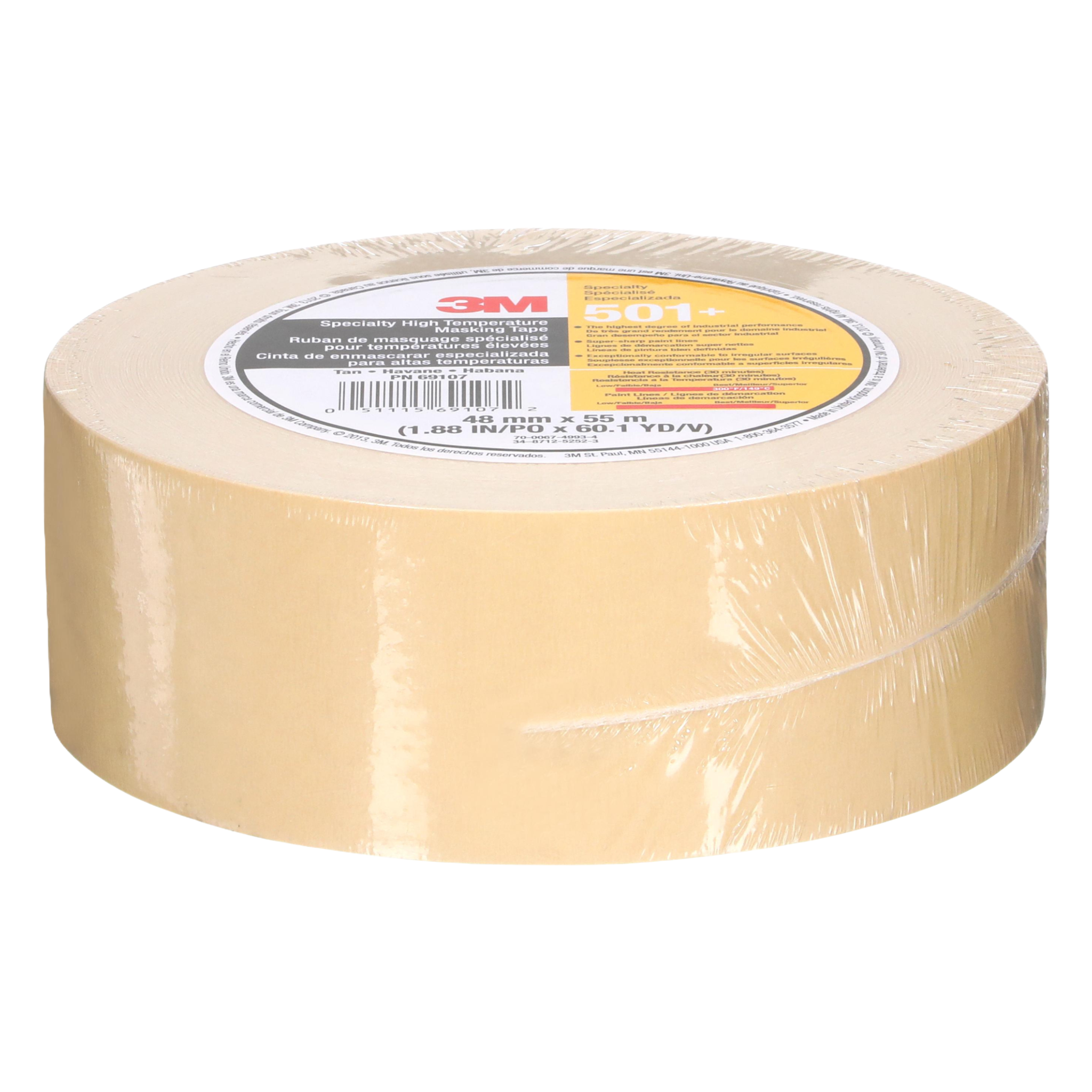 3M Specialty High Temperature Masking Tape 501+ Tan 48 mm x 55 m top view