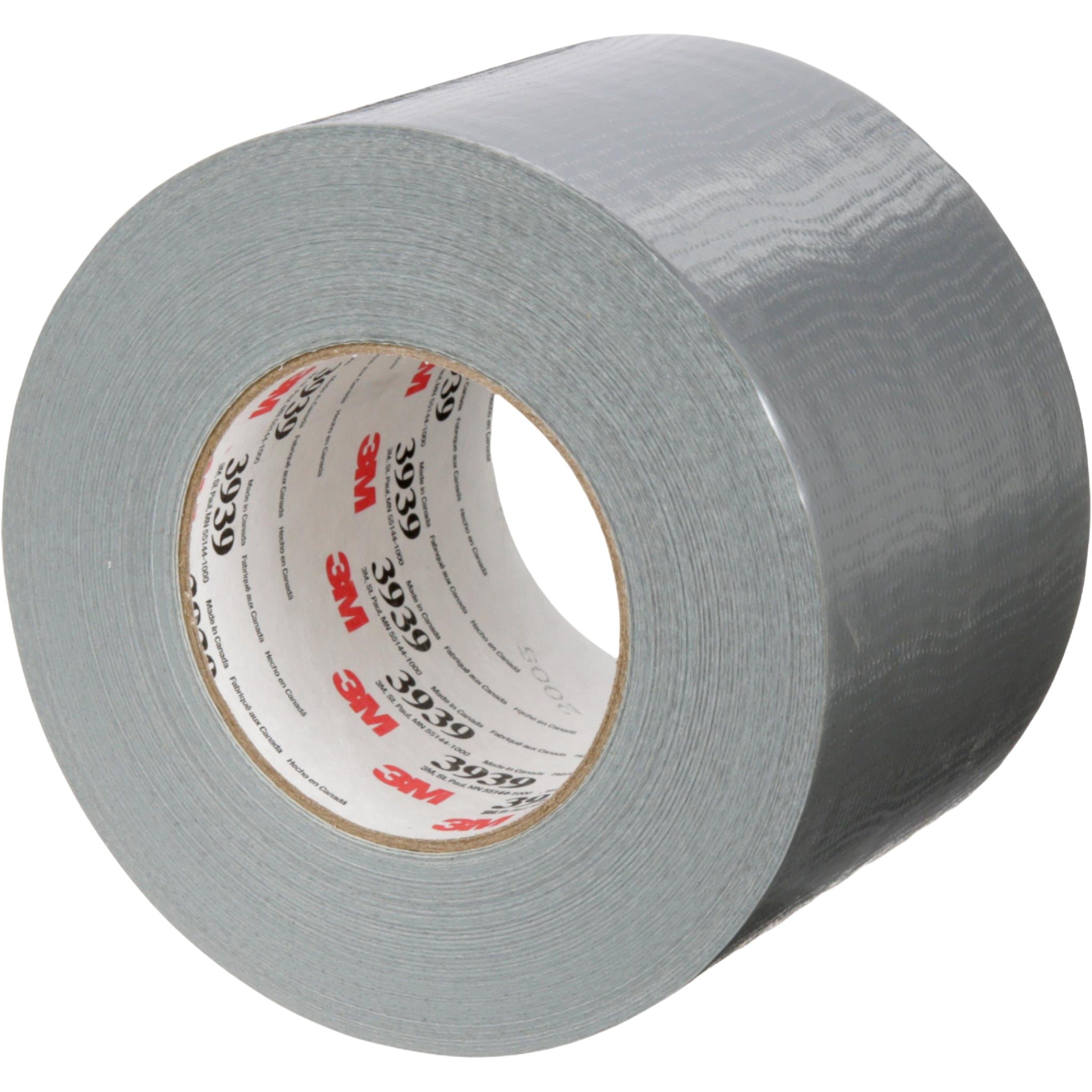 3M Heavy Duty Duct Tape 3939 Silver 96 mm x 54.8 m 9.0 mil left side view