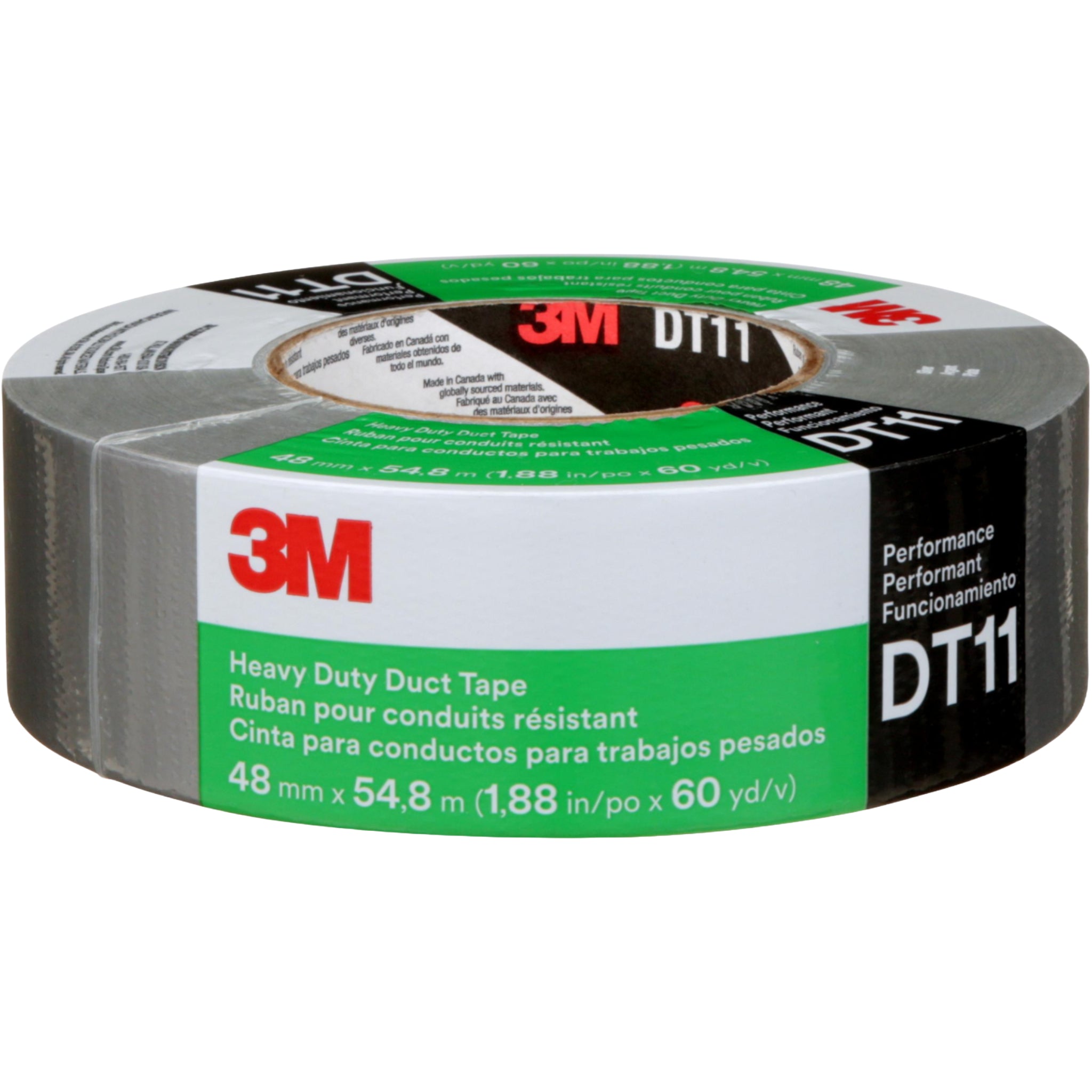 3M Heavy Duty Duct Tape DT11 Silver 48 mm x 54.8 m 11 mil center view