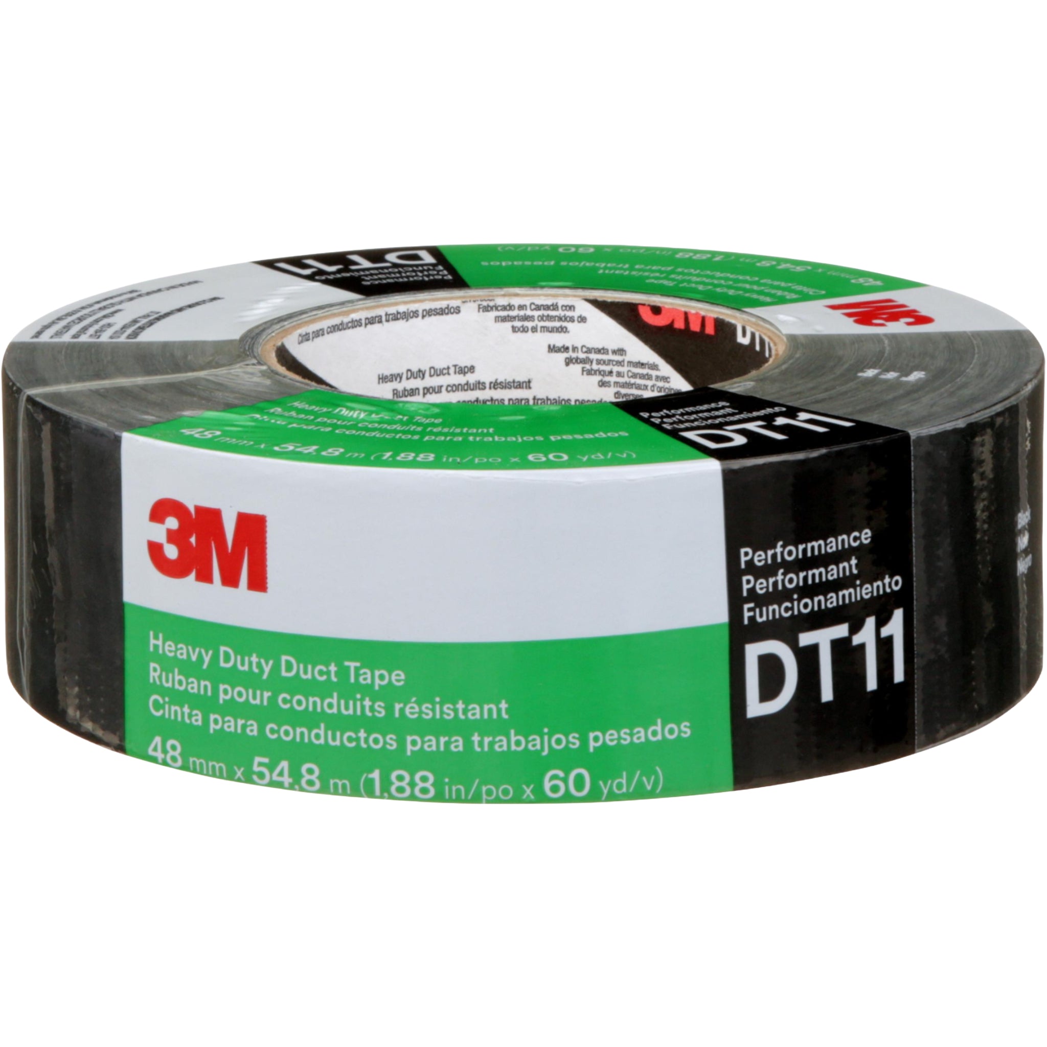 3M Heavy Duty Duct Tape DT11 Black 48 mm x 54.8 m 11 mil center view