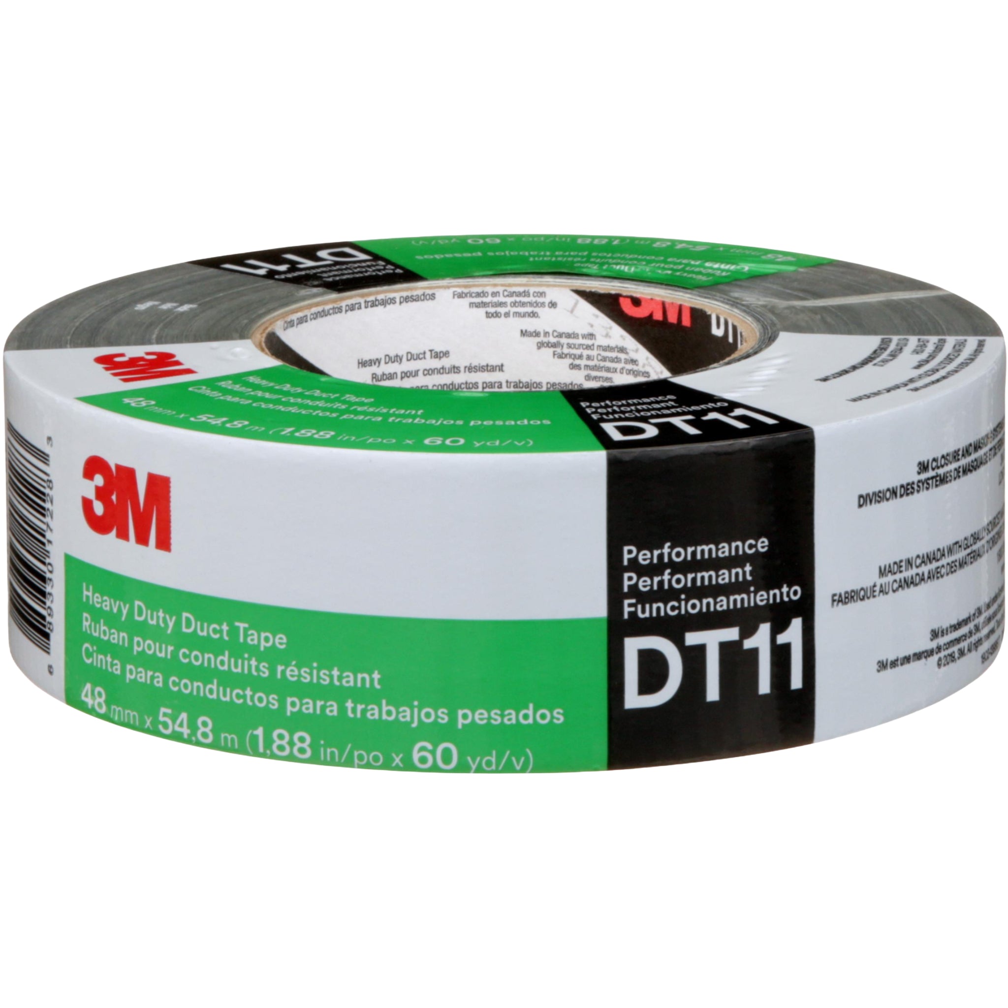 3M Heavy Duty Duct Tape DT11 Black 48 mm x 54.8 m 11 mil center view