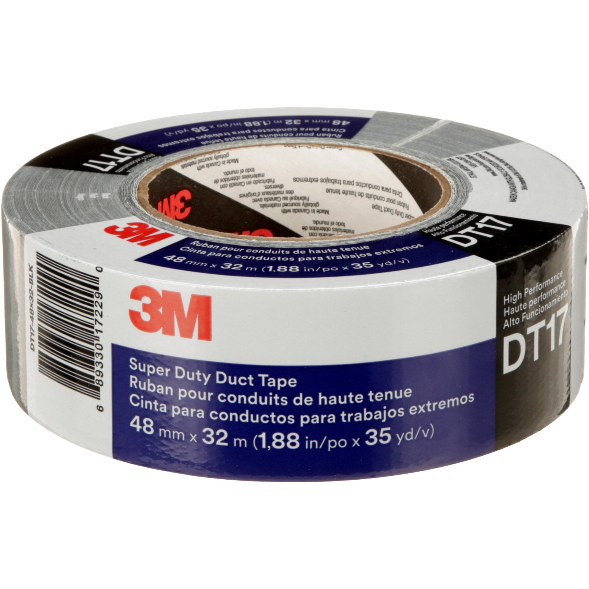 3M Super Duty Duct Tape DT17 Black 48 mm x 32 m 17 mil center view