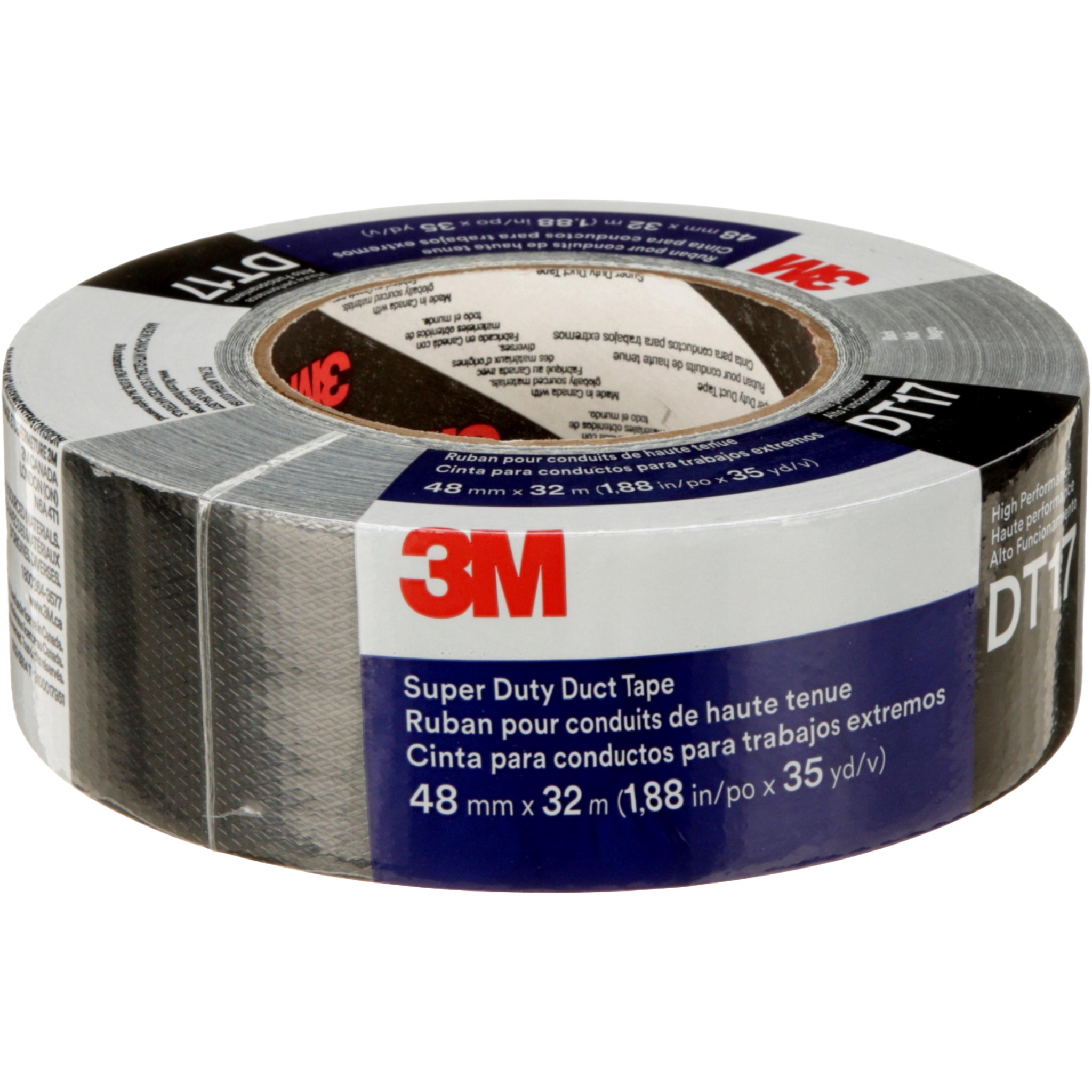 3M Super Duty Duct Tape DT17 Black 48 mm x 32 m 17 mil center view