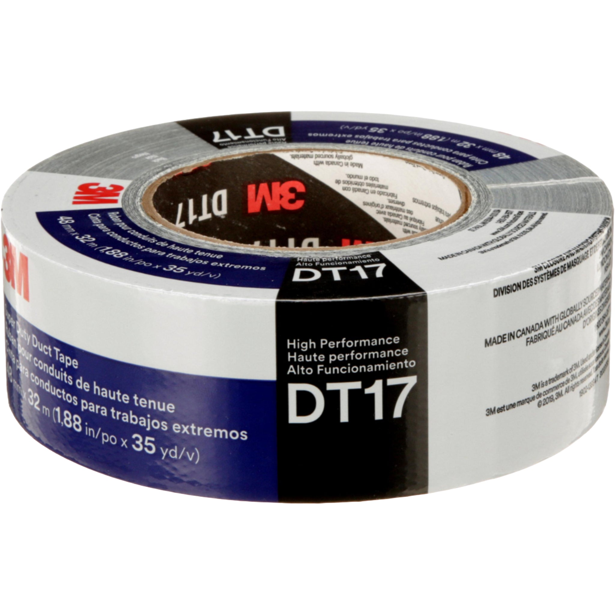 3M Super Duty Duct Tape DT17 Black 48 mm x 32 m 17 mil center view