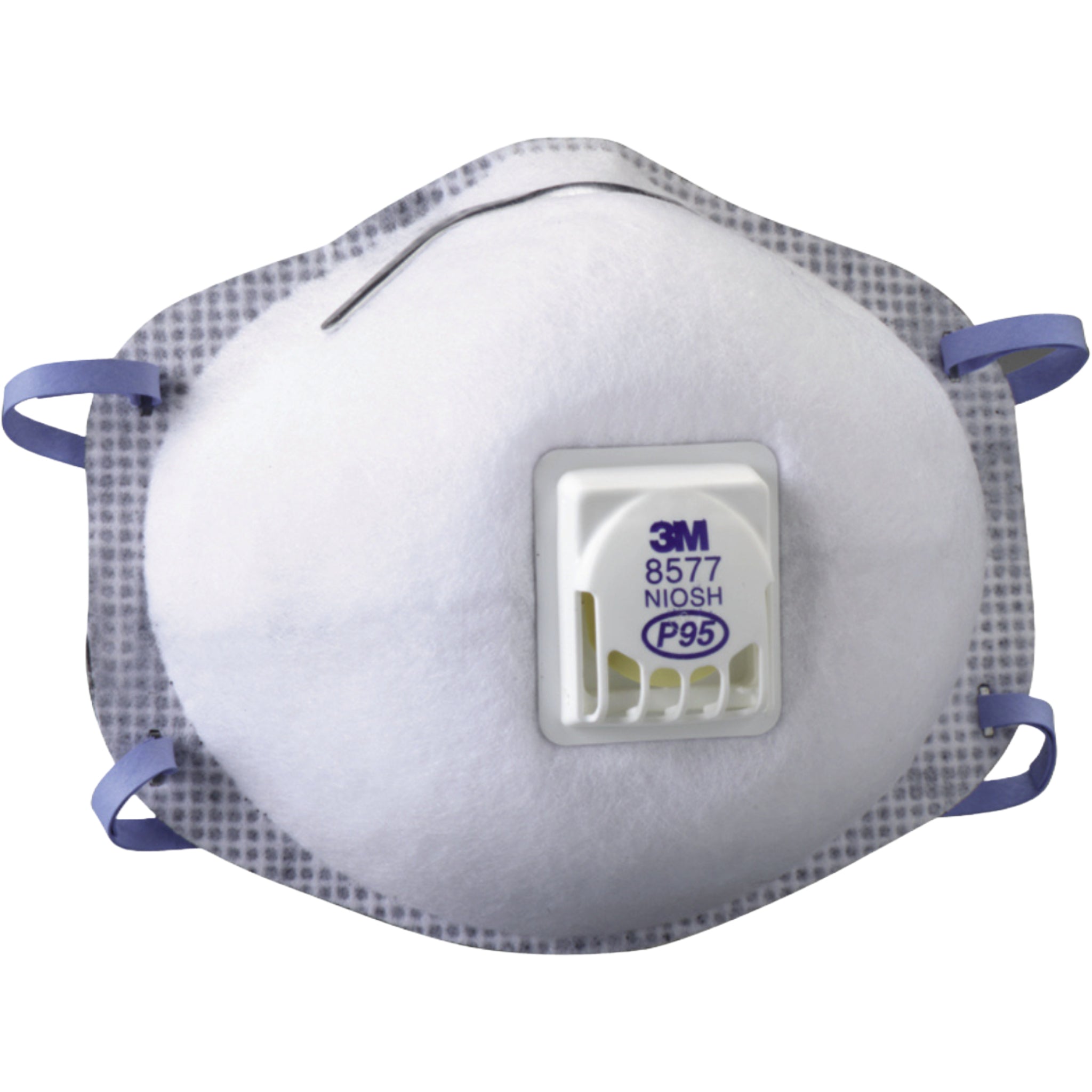 3M 8577 Particulate Respirator, P95, with Nuisance Level Organic Vapor Relief front view