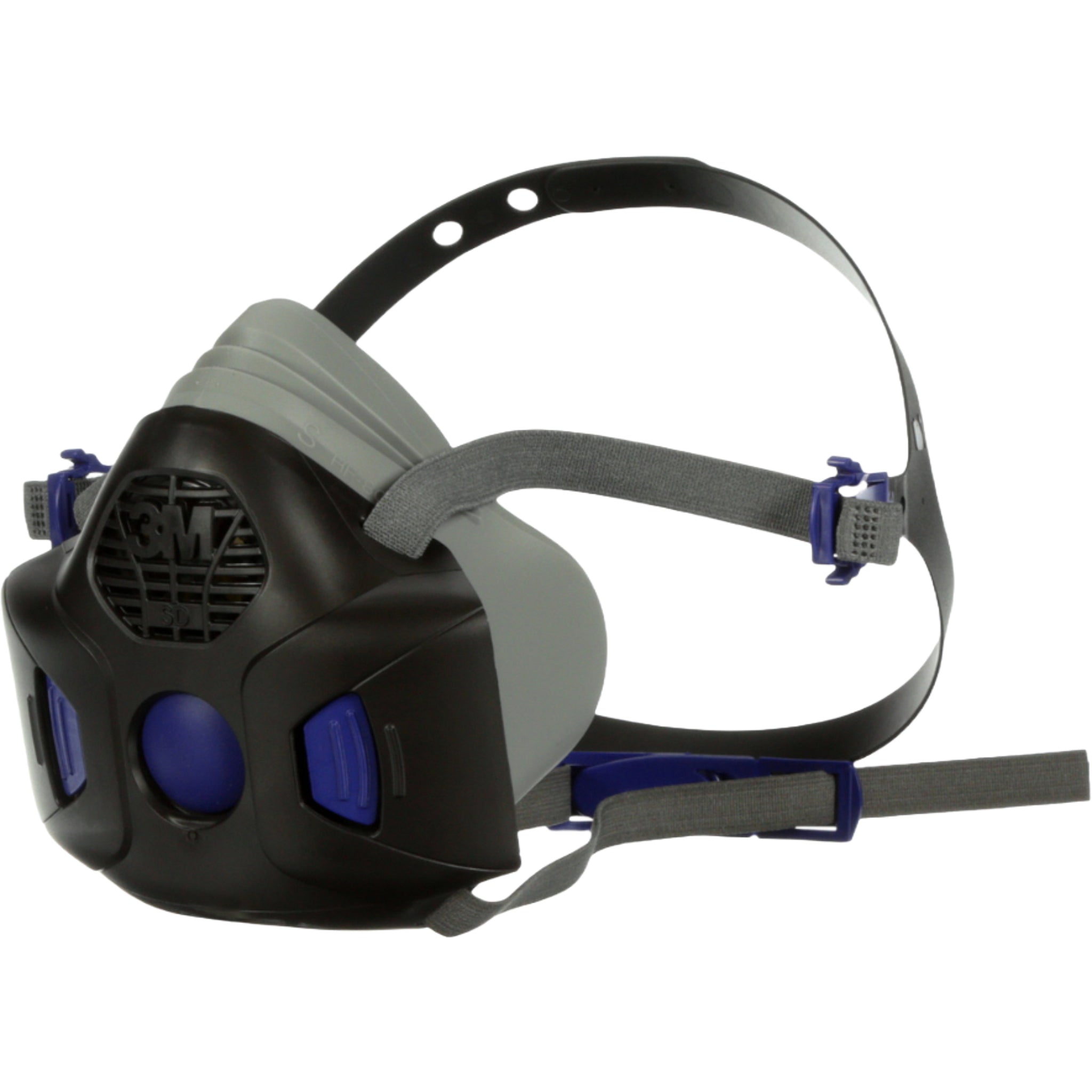 3M HF-801SD Secure Click Half Facepiece Reusable Respirator, Dark Gray, Small left side view