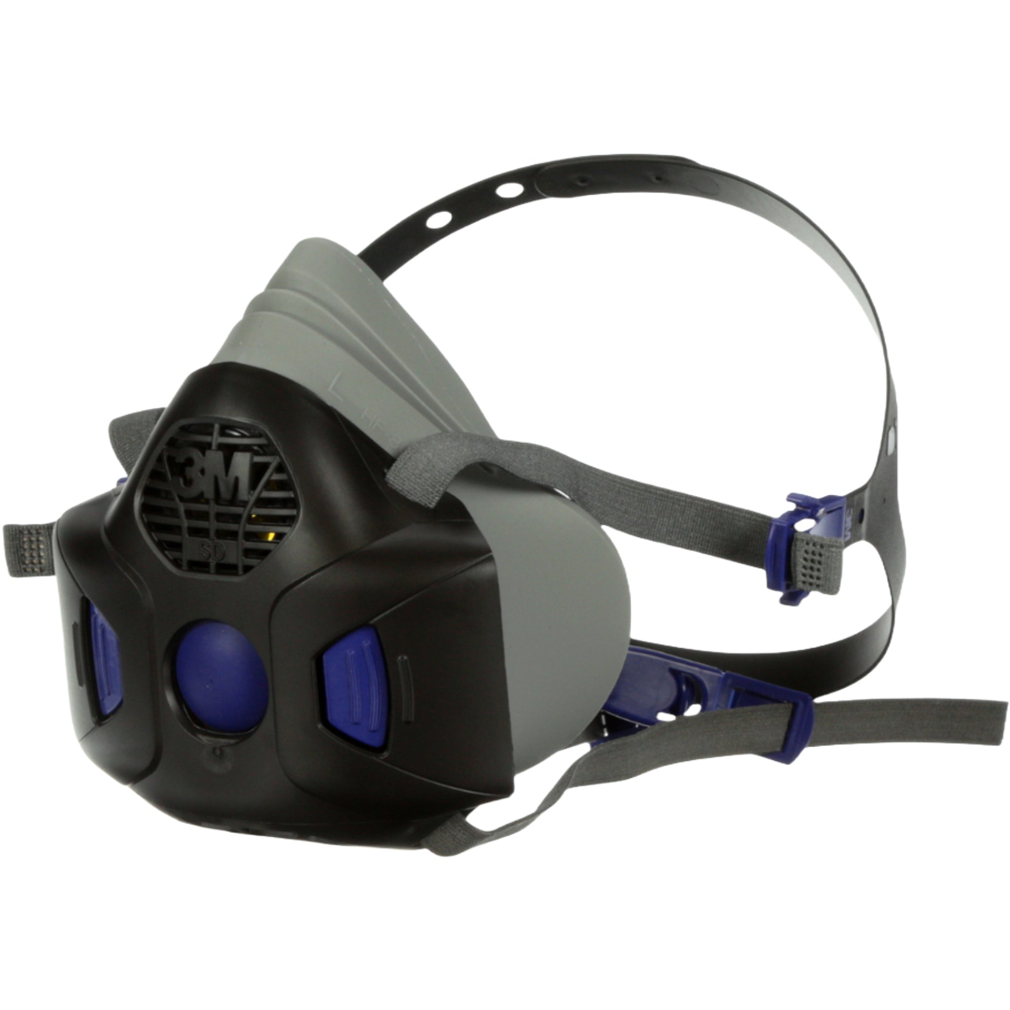 3M HF-803SD Secure Click Half Facepiece Reusable Respirator, Gray, Large left side view