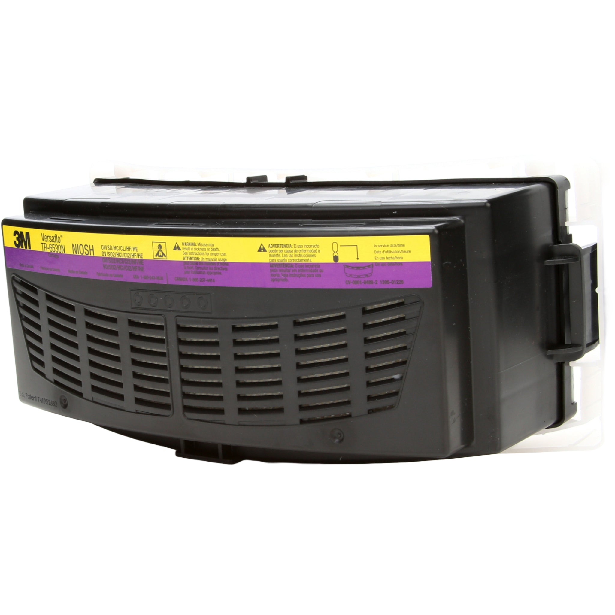 3M Versaflo TR-6530N Organic Vapor/Acid Gas HEPA Cartridge for TR-600 and TR-800 PAPR left side view