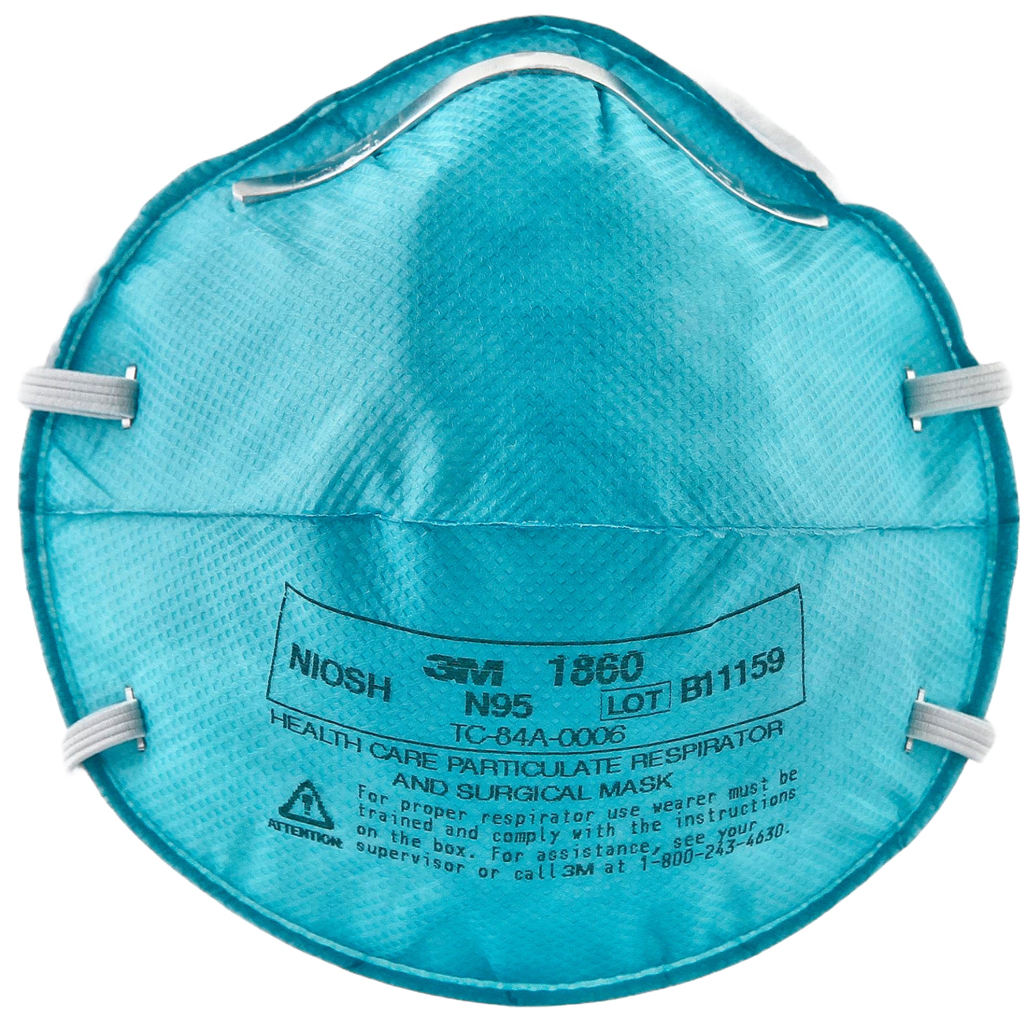 3M 1860 N95 Health Care Particulate Respirator and Surgical Mask front view