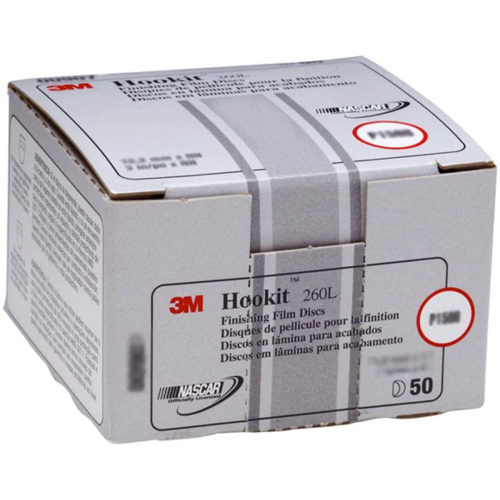 3M™ Hookit™ Finishing Film Abrasive Disc 260L, 00907, 3 in, P1500, 50 discs per carton, 4 cartons per case