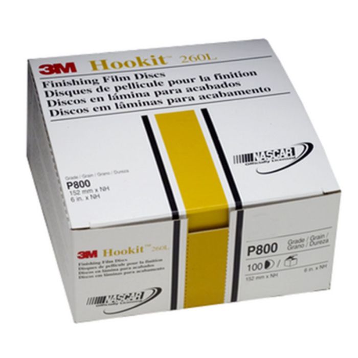 3M™ Hookit™ Finishing Film Abrasive Disc 260L, 00971, 6 in, P600, 100 discs per carton, 4 cartons per case