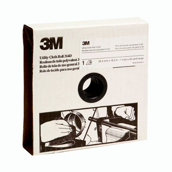 3M™ Utility Cloth Roll 314D, 1 in x 50 yd P400 J-weight, 5 per case