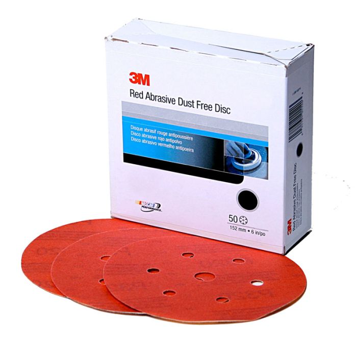 3M™ Hookit™ Red Abrasive Disc Dust Free, 01141, 6 in, P240, 50 discs per carton, 6 cartons per case