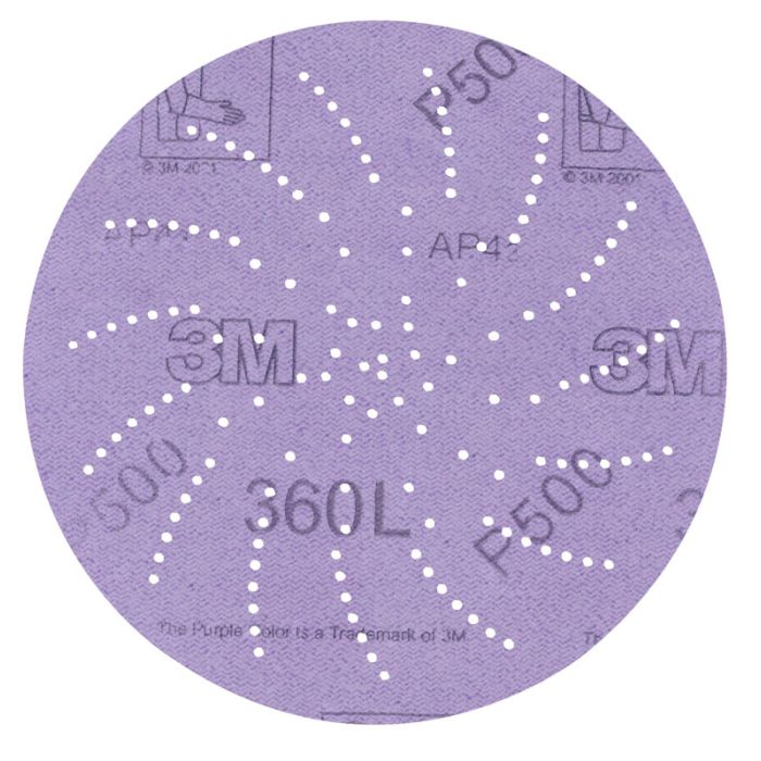 3M™ Hookit™ Clean Sanding Disc 360L, 20826, 3 in P500, Die 300LG, 100 per inner 500 per case