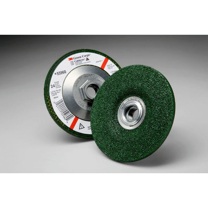 3M™ Green Corps™ Depressed Center Wheel, 24 4-1/2 in x 1/4 in x 5/8-11 Internal, 10 per inner, 40 per case