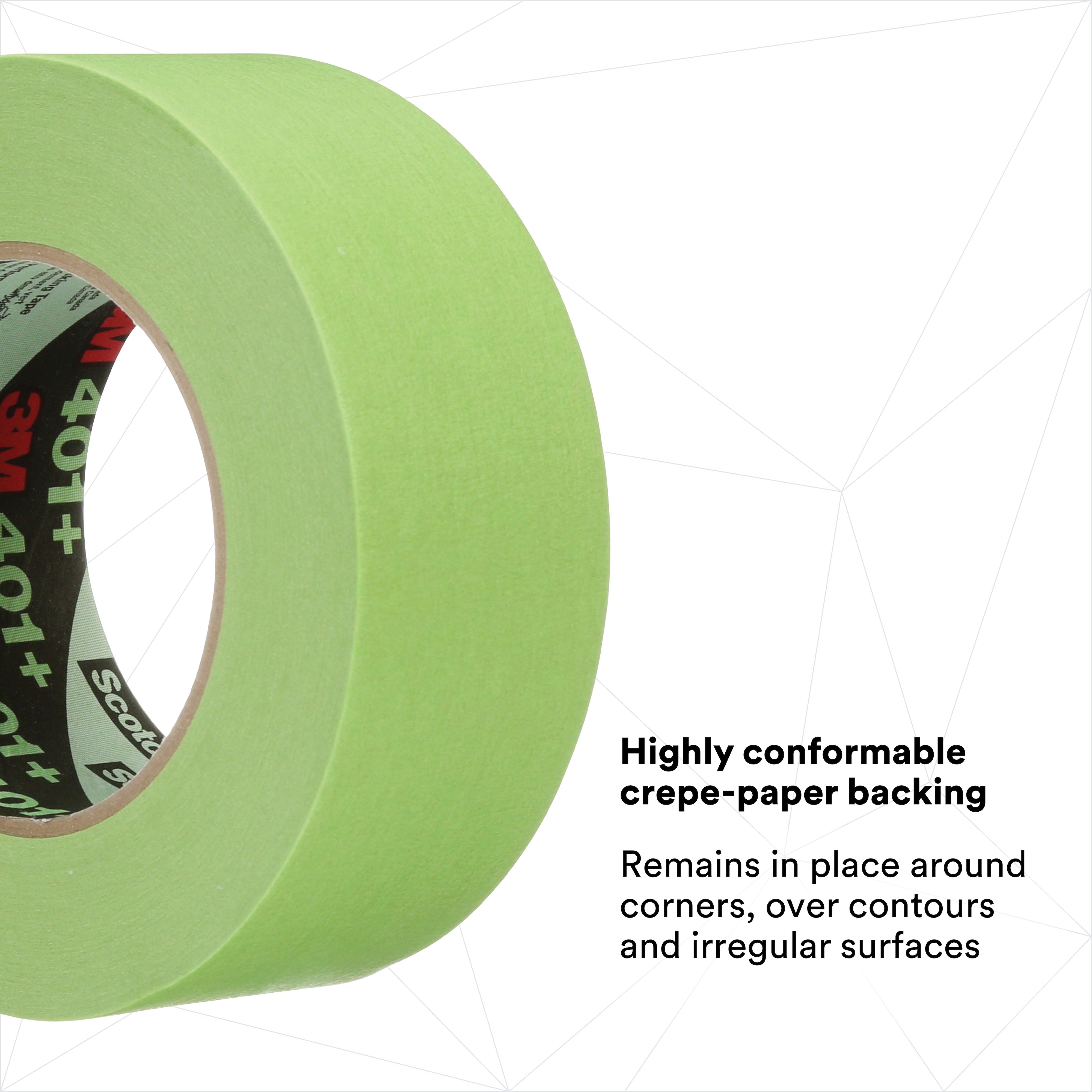 3M High Performance Green Masking Tape 401+ 48 mm x 55 m 6.7 mil, 1 Roll