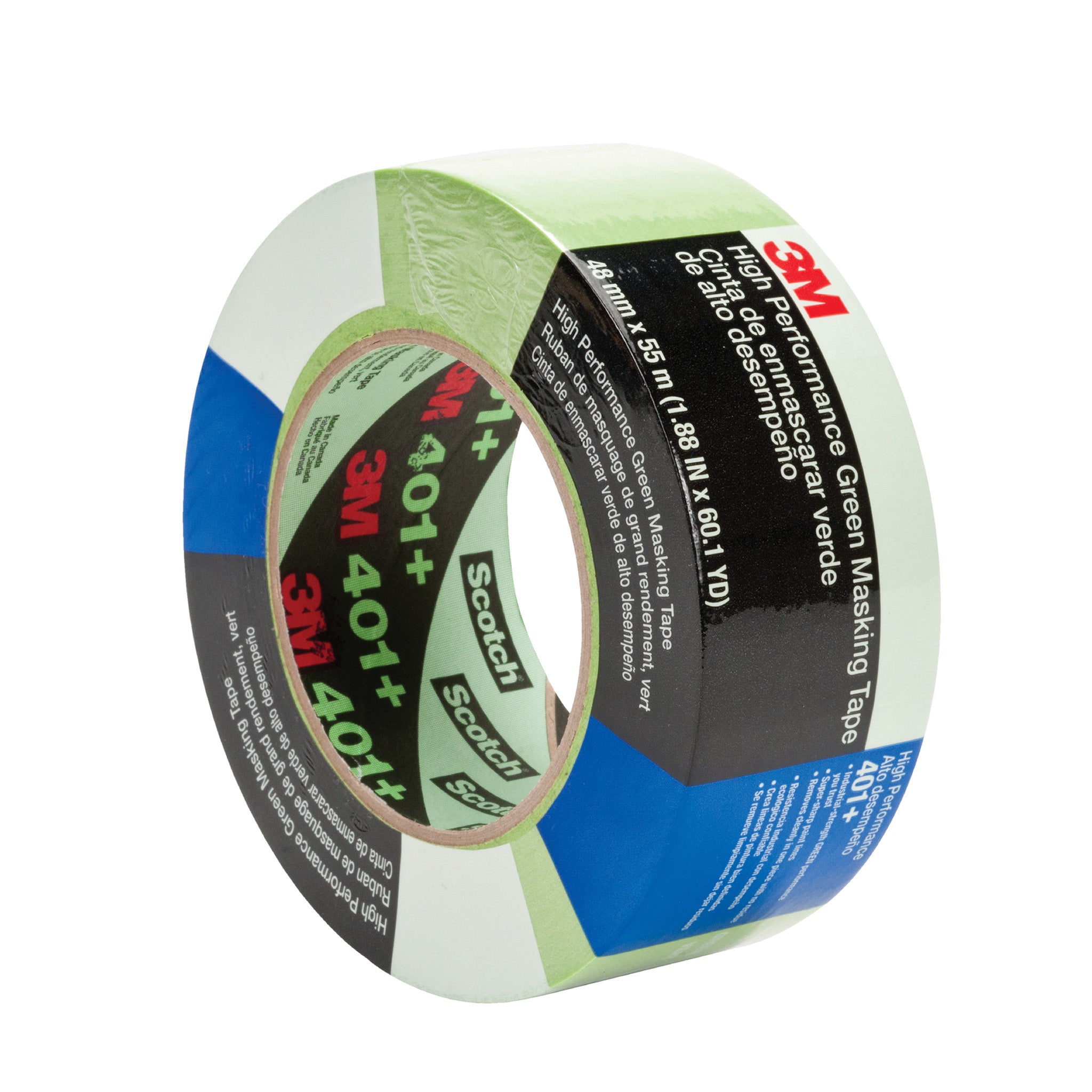 3M High Performance Green Masking Tape 401+ 48 mm x 55 m, 1 Roll