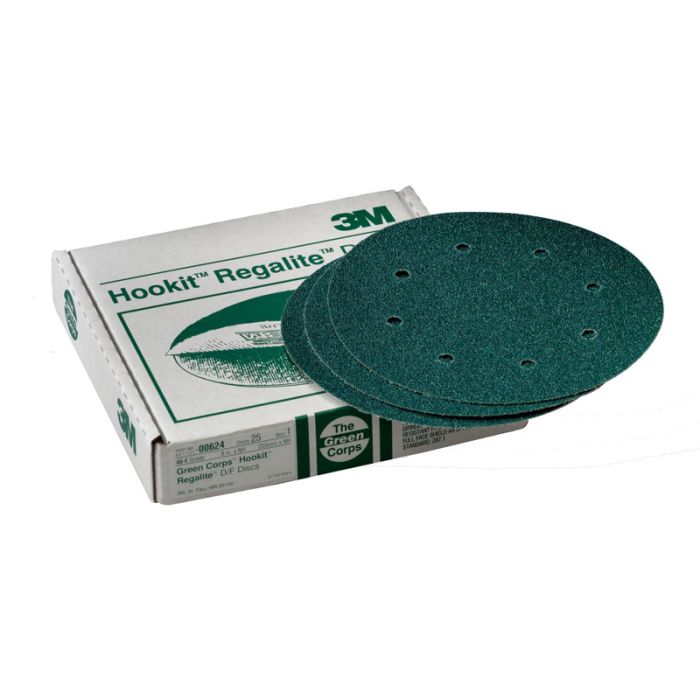 3M™ Green Corps™ Hookit™ Disc Dust Free, 00624, 8 in, 40, 25 discs per carton, 5 cartons per case