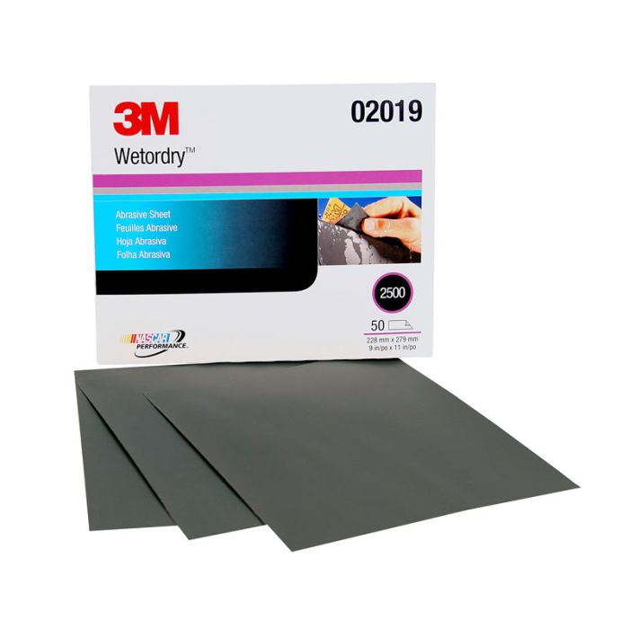 3M™ Wetrodry™ Abrasive Sheet, 02019, 2500, 9 in x 11 in, 50 sheets per carton, 5 cartons per case