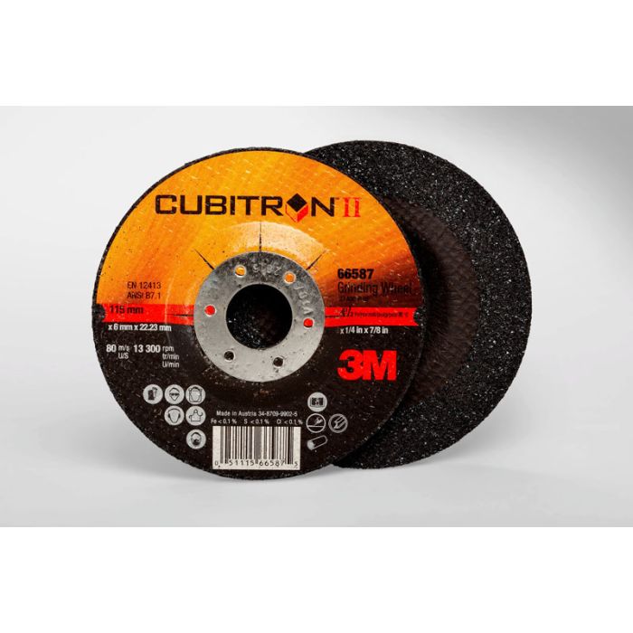 3M™ Cubitron™ II Depressed Center Grinding Wheel, 87153, T27 Quick Change, 9 in x 1/4 in x 5/8-11 in, 10 per inner, 20 per case