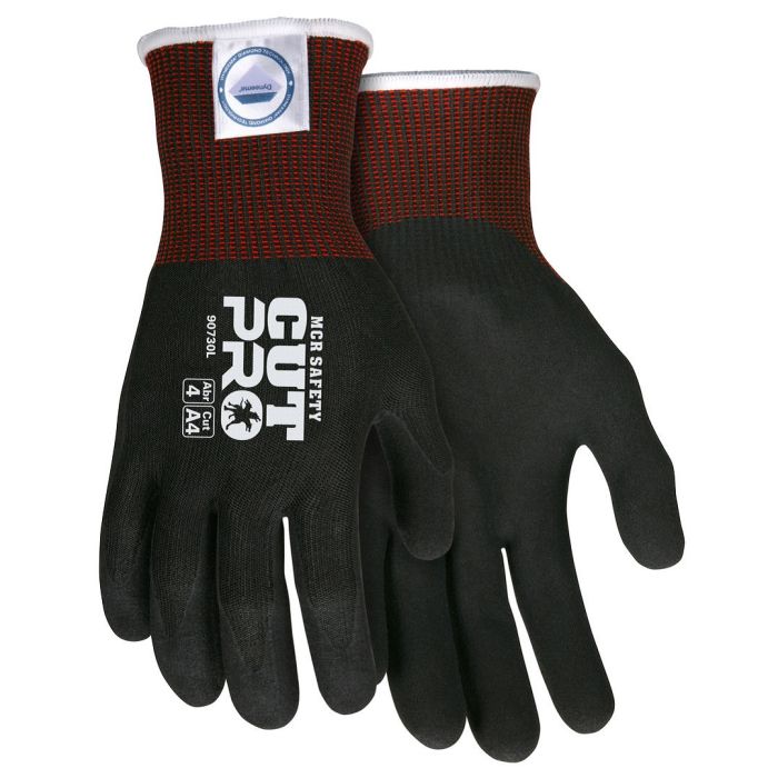 MCR Safety Cut Pro 90730 13 Gauge Dyneema Diamond Technology Cut Resistant  Work Gloves Black Box of 12 Pairs