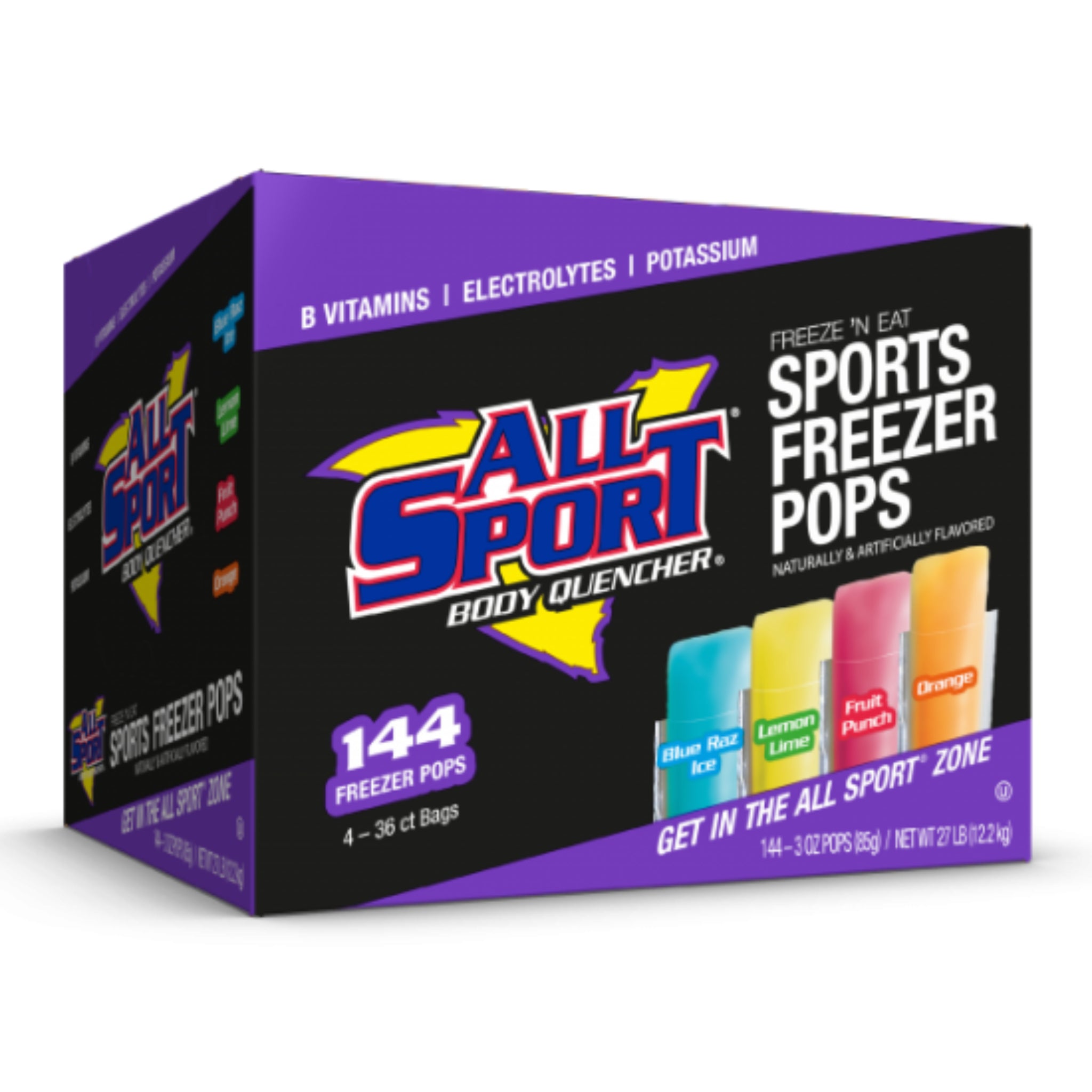 All Sport Inc 10121804 Freezer Pops Variety Pack, Case of 144