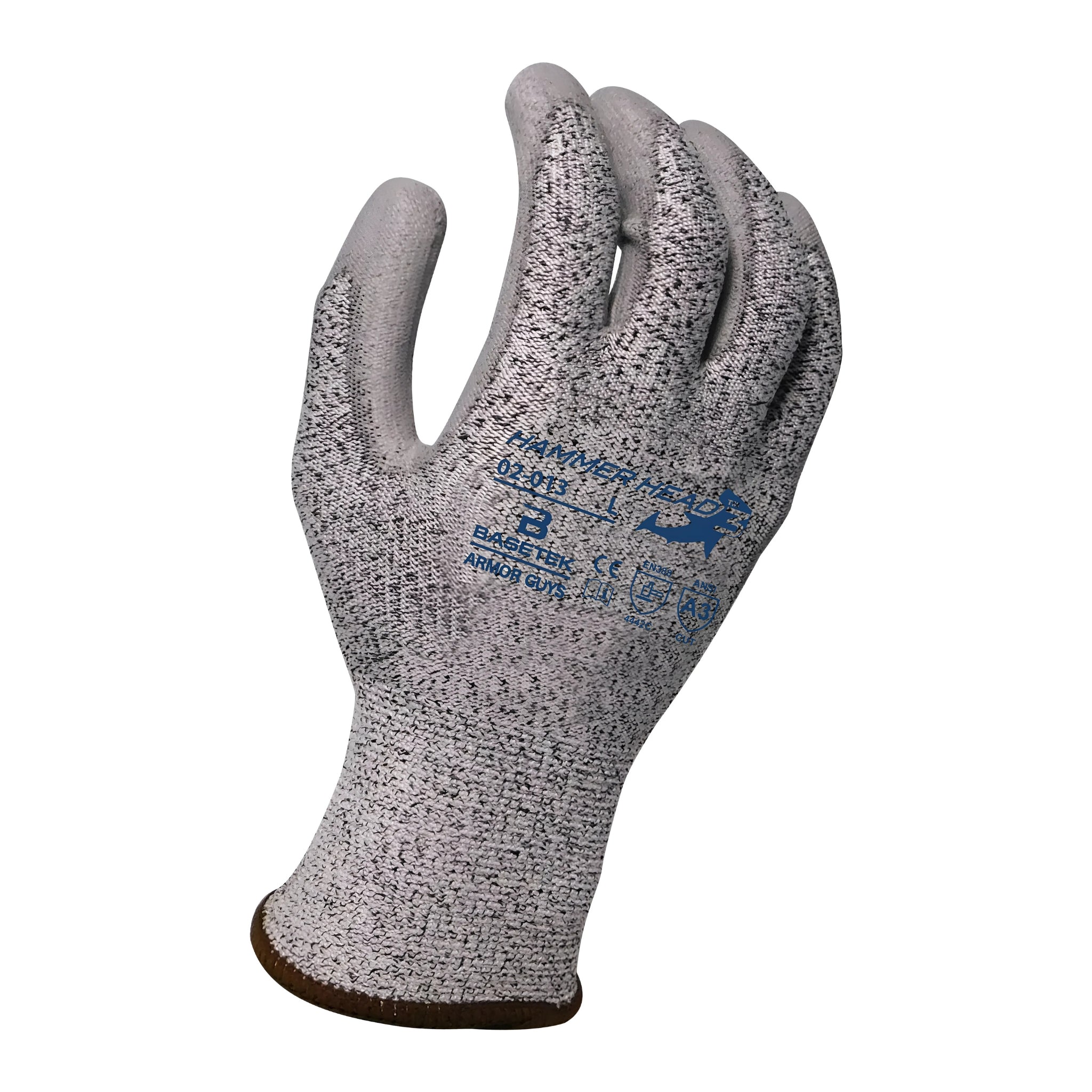 Armor Guys 02-013 Basetek Hammerhead Cut Level A3 Work Glove, Salt and Pepper, Box of 12 Pairs, Main Image