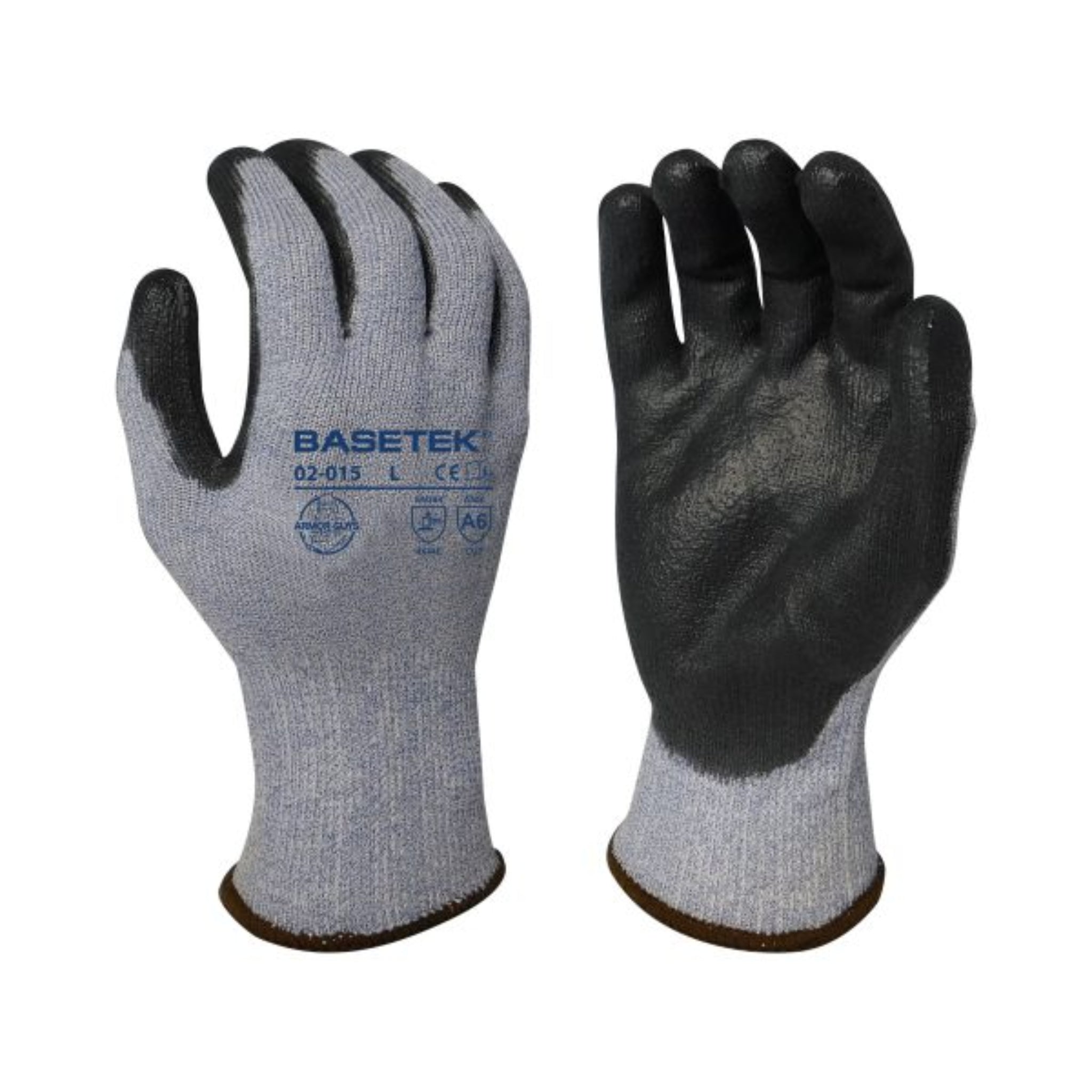 Armor Guys 02-015 13 Gauge Excel Work Glove, Blue, Pair of 12, Front and Back View