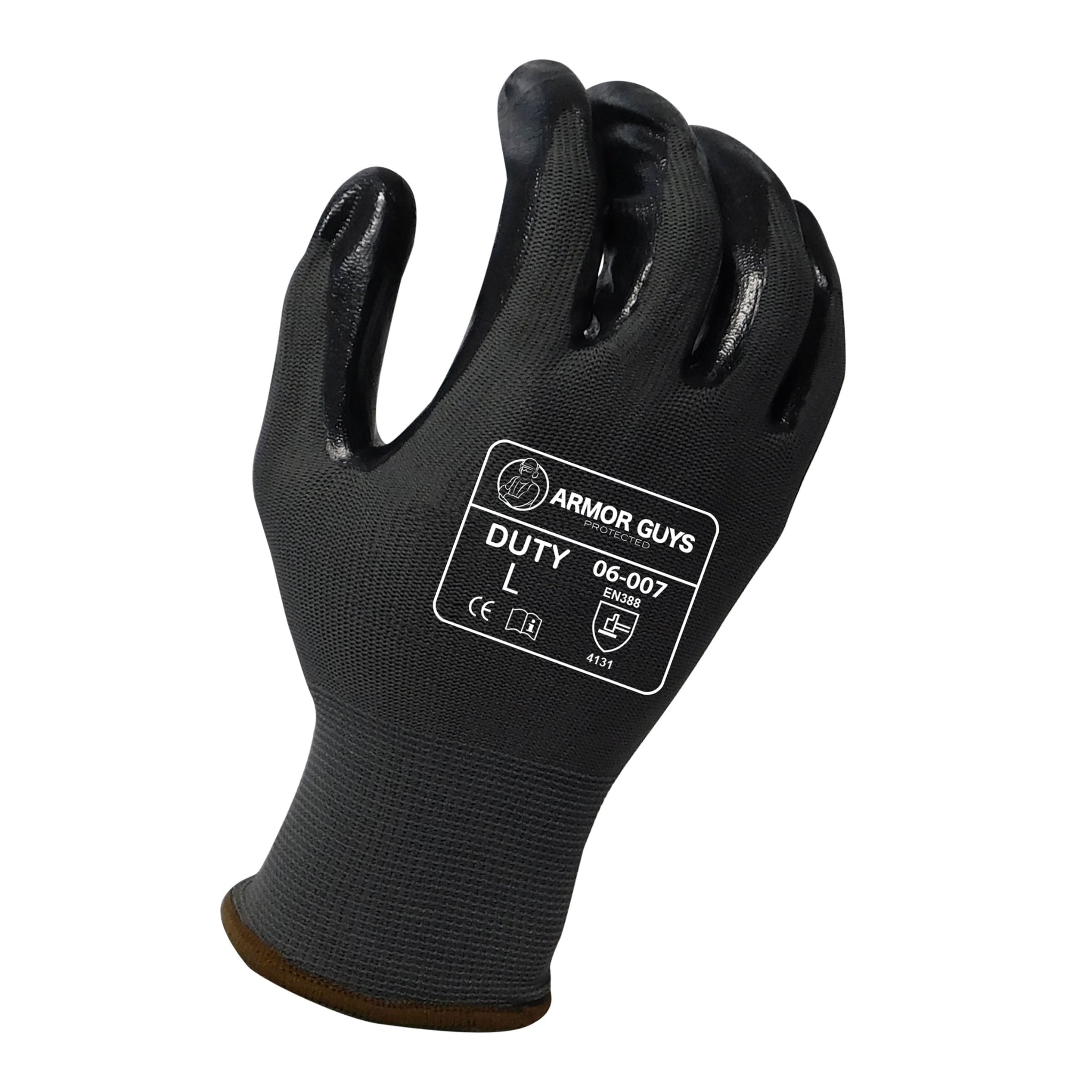 Armor Guys 06-007 13 Gauge Duty Work Glove, Black, Pair of 12, Main Image