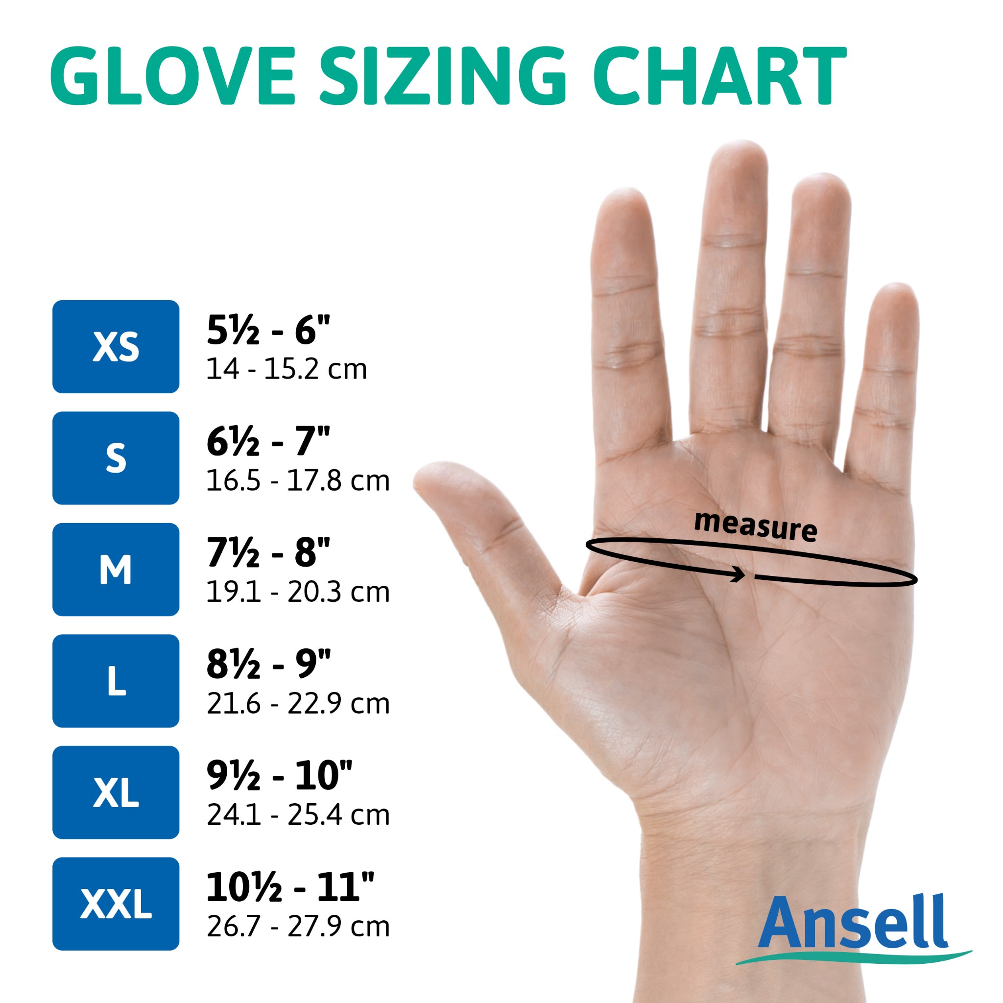 Ansell MICROFLEX DURA FLOCK DFK-608 Flock Lined Disposable Nitrile Gloves, Ansell Glove Sizing Guide