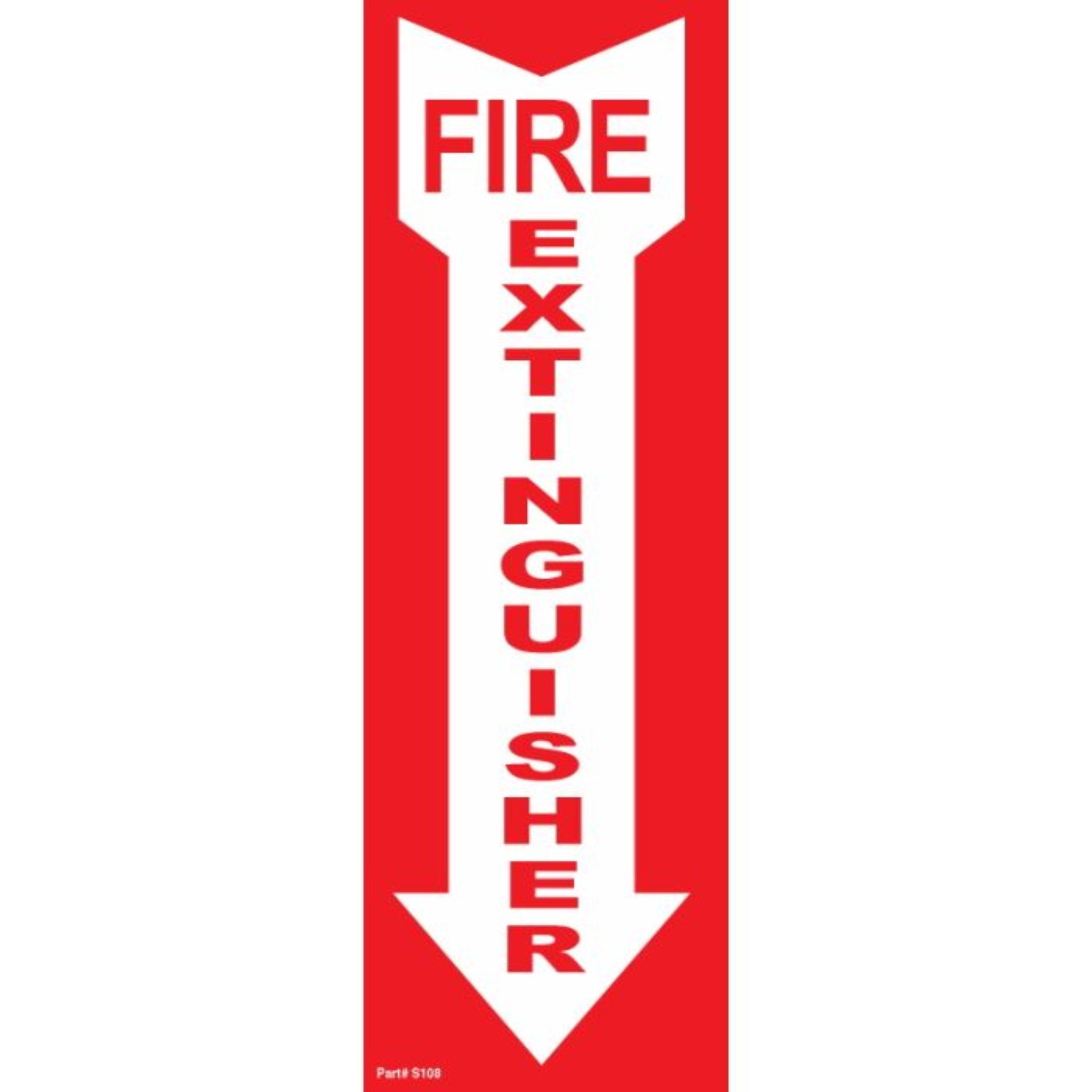 Fire Extinguisher Arrow Vinyl Sign - 4 in. x 12 in., Enlarged