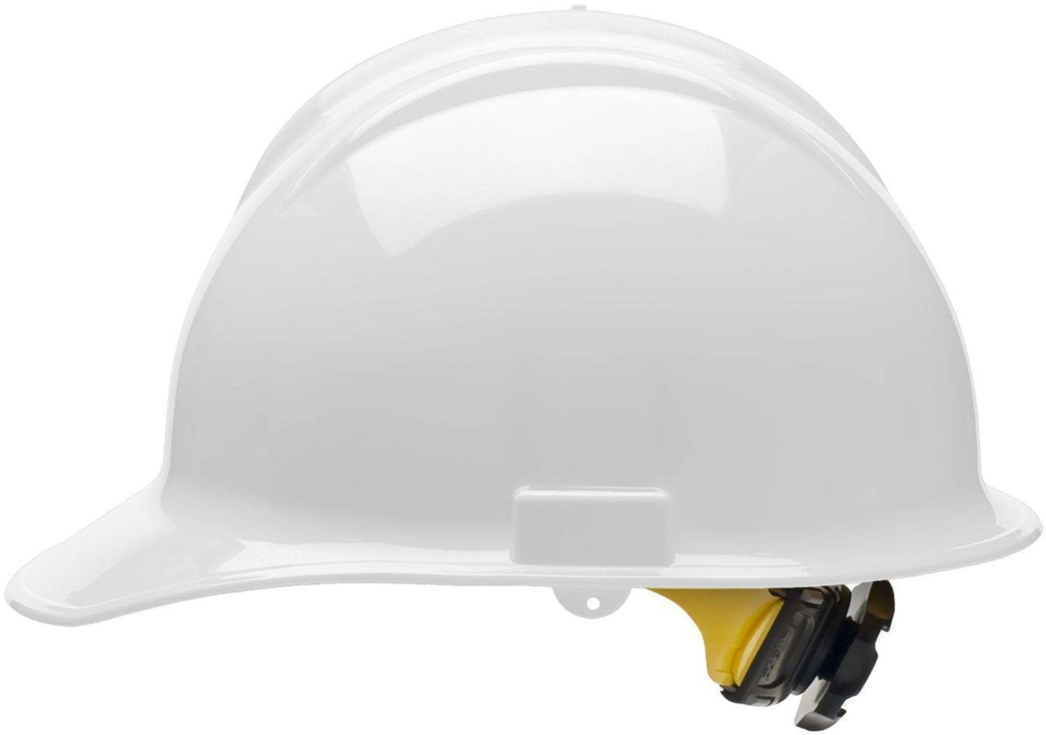 Bullard 30WHR White HDPE Cap Style Hard Hat With 6 Point Ratchet Suspension, 1 Each, Left Side View