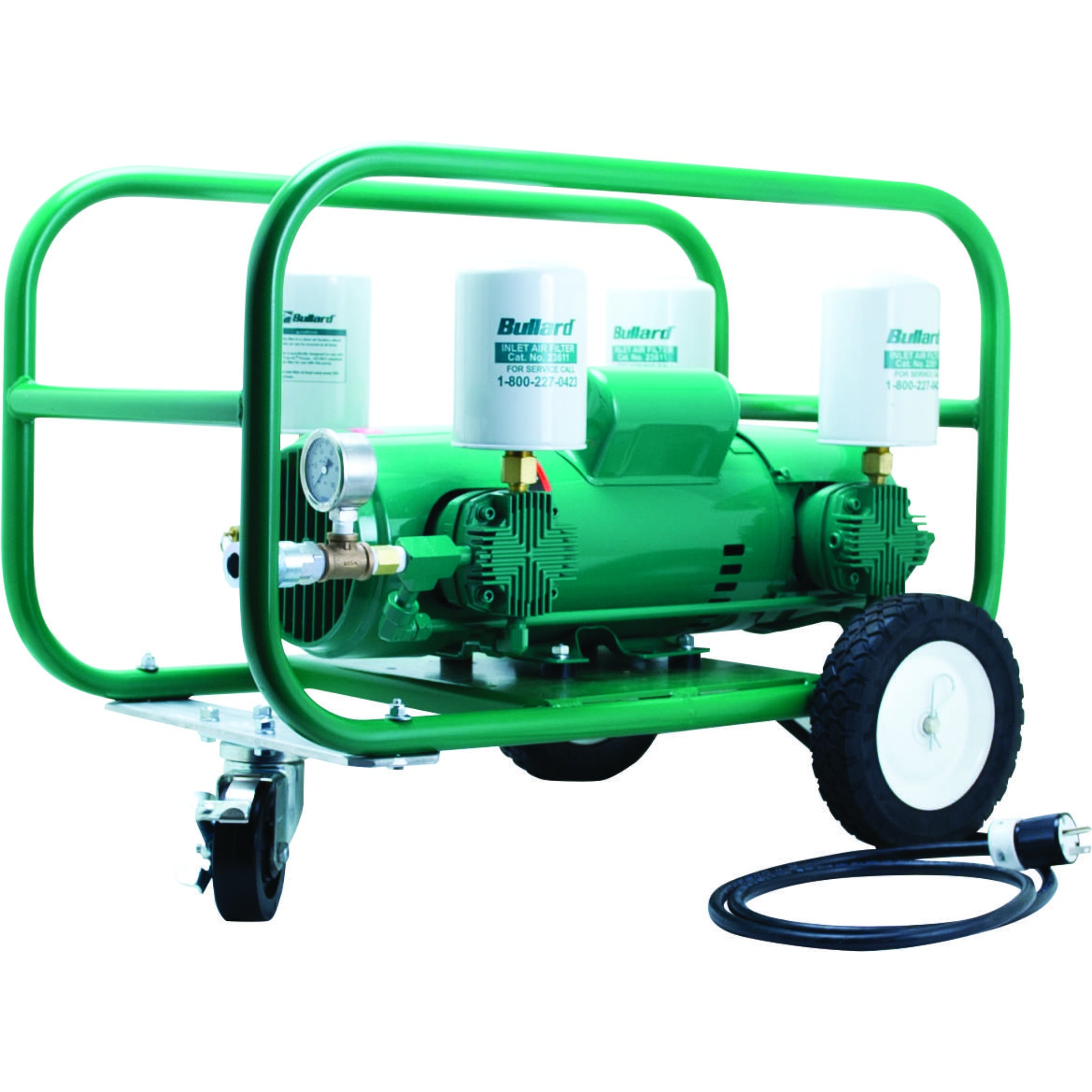 Bullard ICEPUMP11 Free-Air Pump Electric Driven 1 QD Coupler 12 Ind. Interchange Piston Driven 11 CFM Includes Wheel Kit and Roll Cage