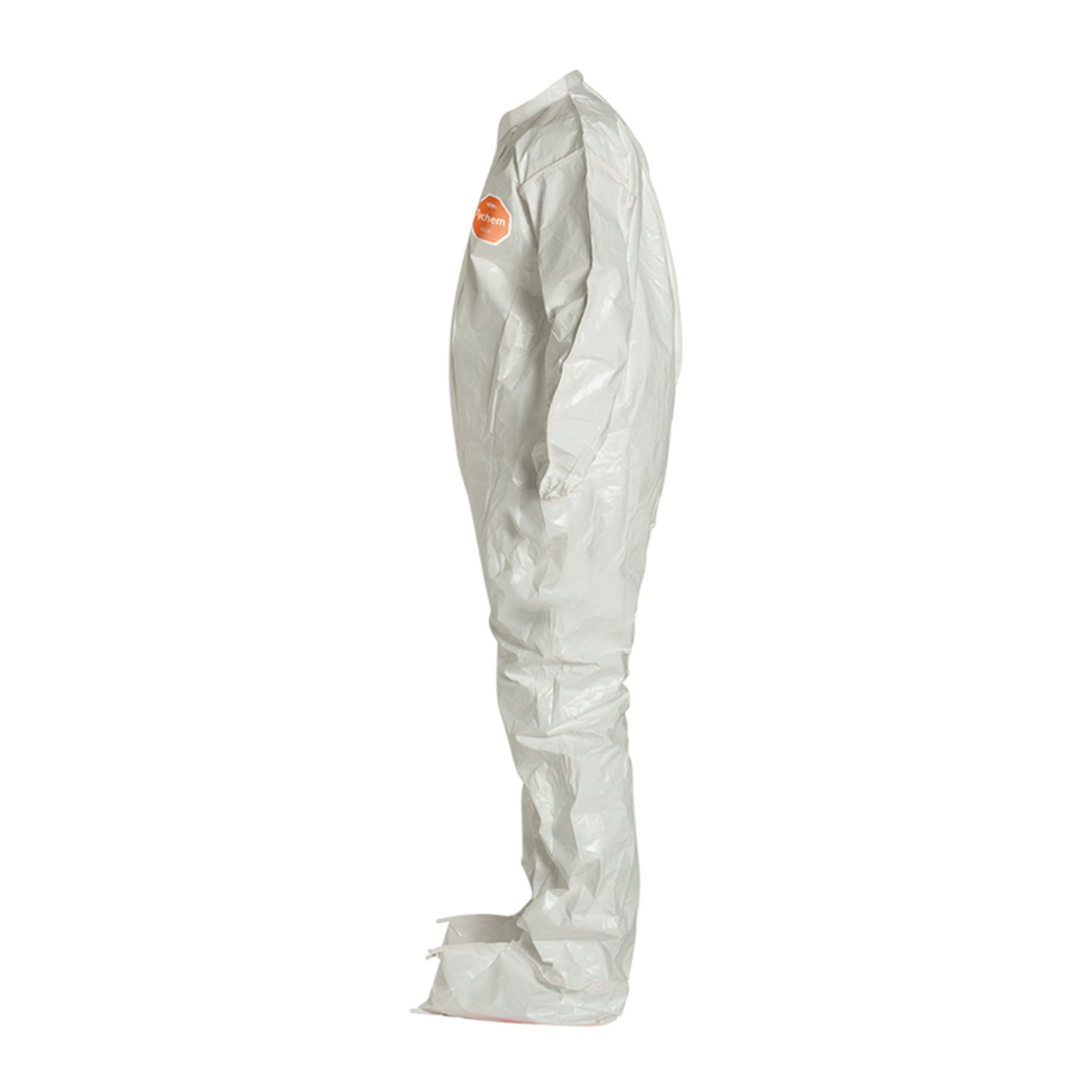 DuPont Tychem 4000 SL121BWH Coverall, Elastic Wrists, Attached Socks, left side view