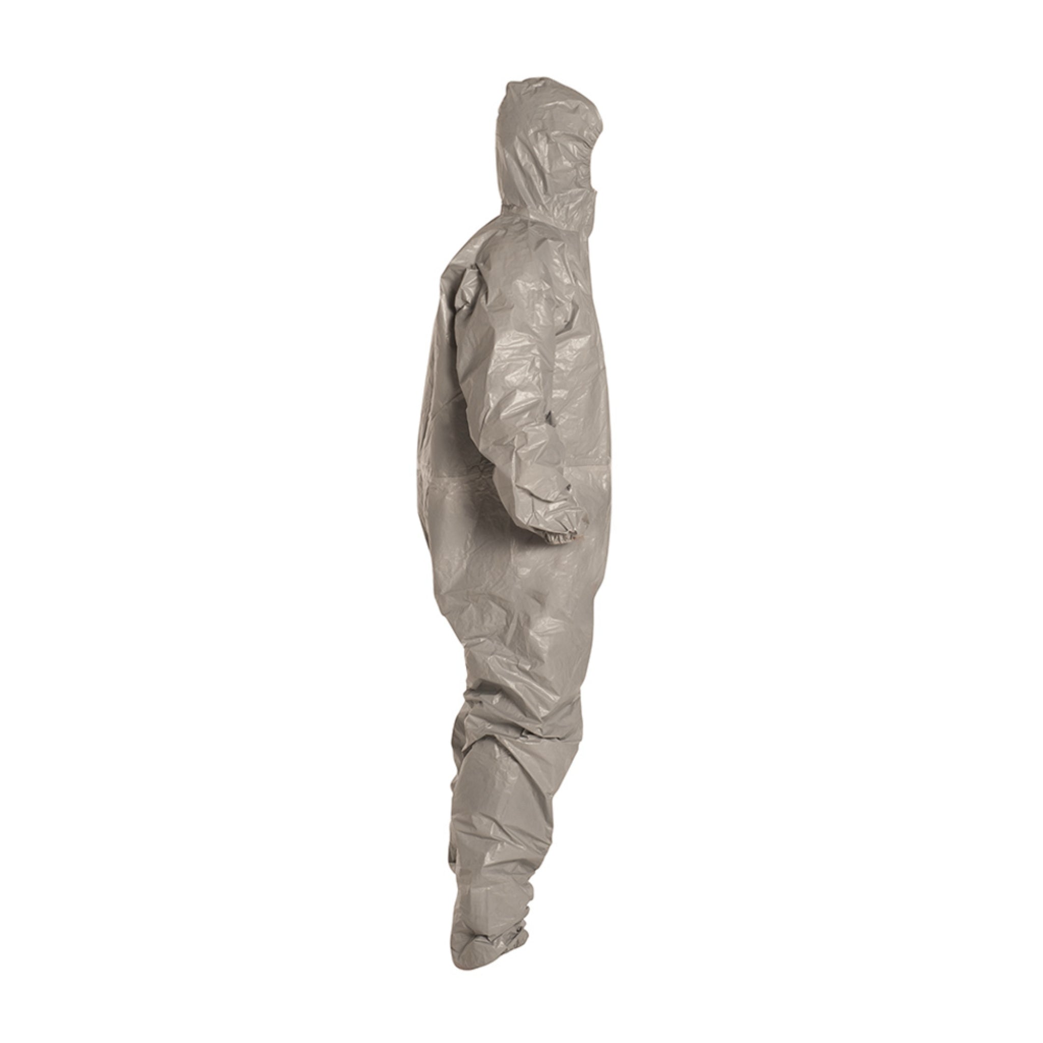 DuPont Tychem 6000 TF145TGY Chemical Protective Coveralls, Respirator Fit Hood, Elastic Wrists, Elastic Ankles, right side view