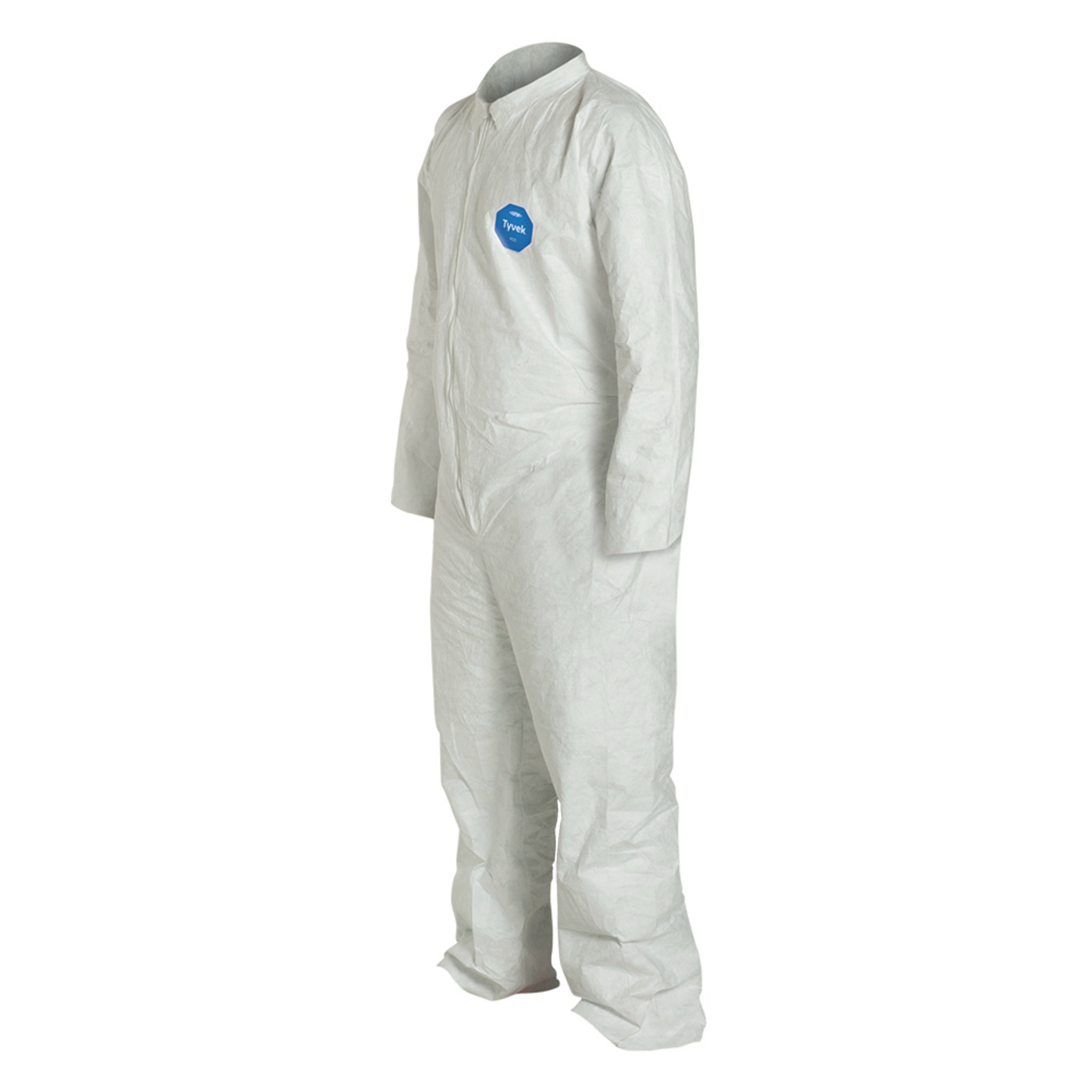 DuPont TY120S Tyvek 400 Coveralls with Open Wrists and Ankles partial left side view, front